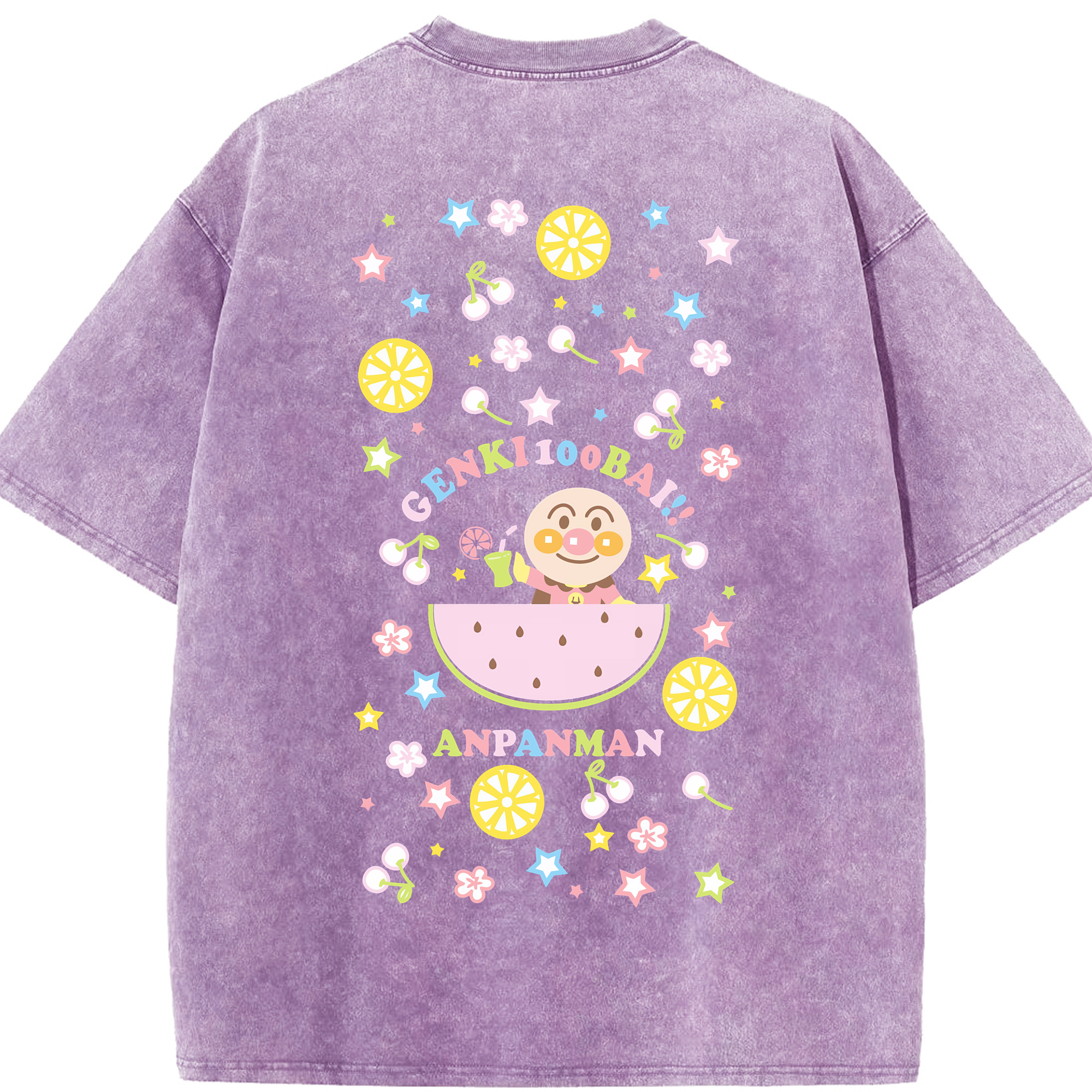 （画像用） アンパンマン Anpanman 綿100% ヴィンテージ風 半袖Tシャツ（背面プリント）