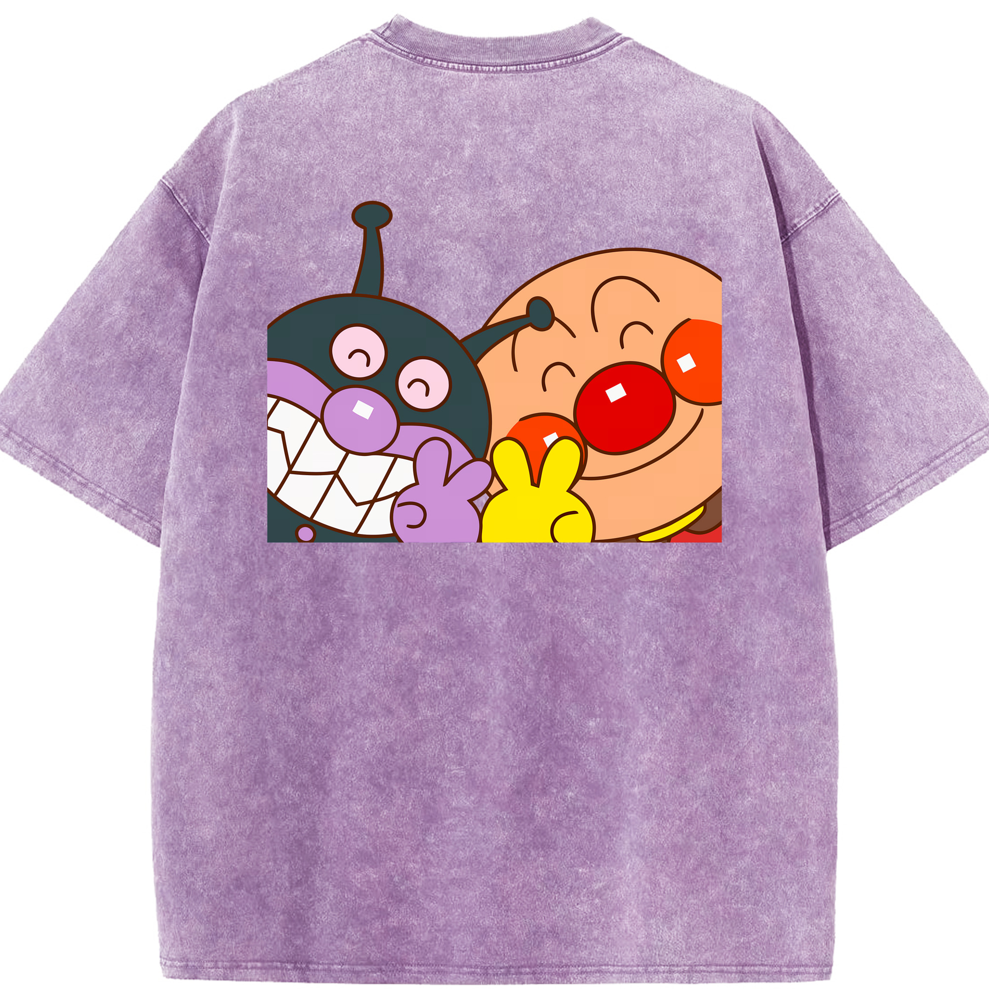 （画像用） アンパンマン Anpanman 綿100% ヴィンテージ風 半袖Tシャツ（背面プリント）