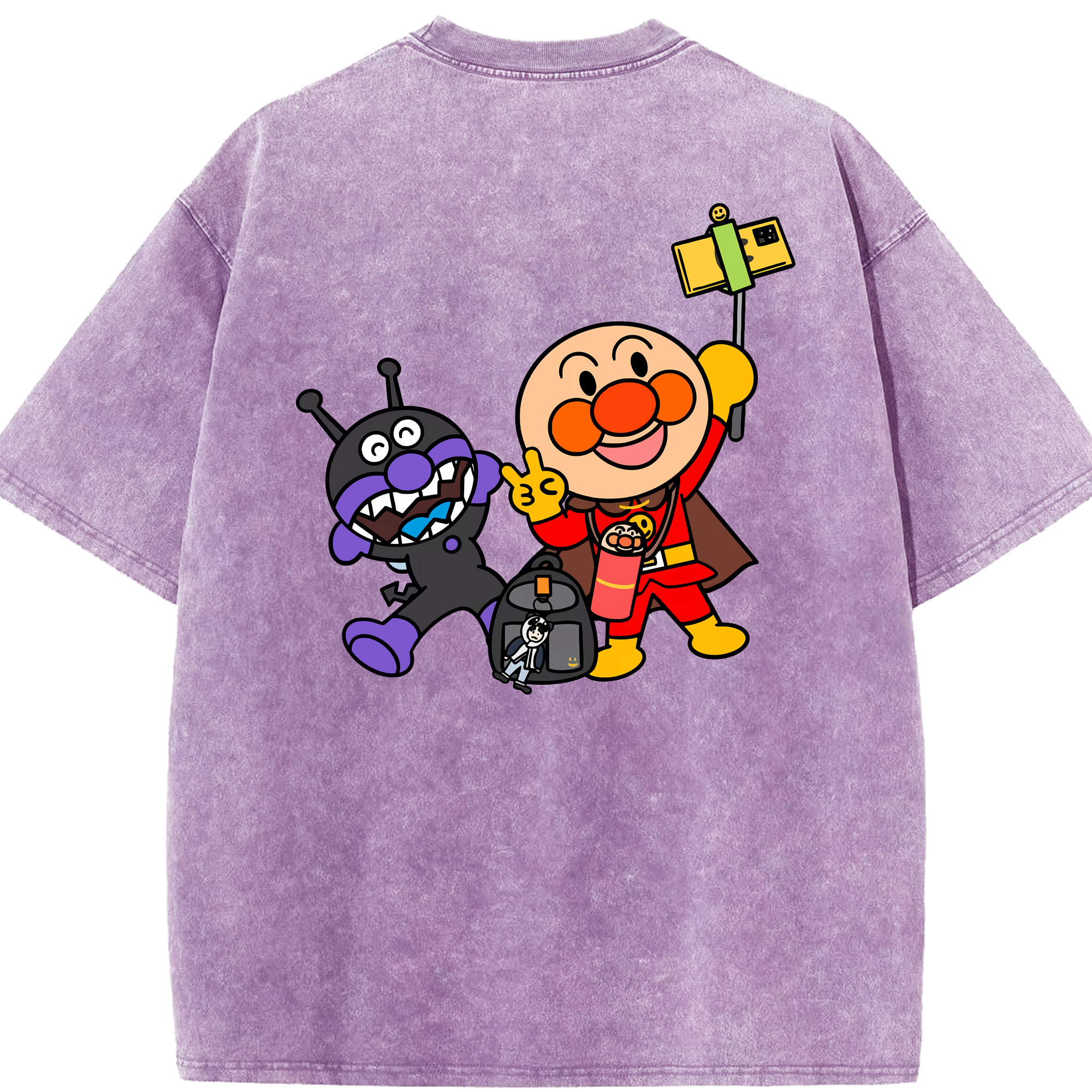 （画像用） アンパンマン Anpanman 綿100% ヴィンテージ風 半袖Tシャツ（背面プリント）