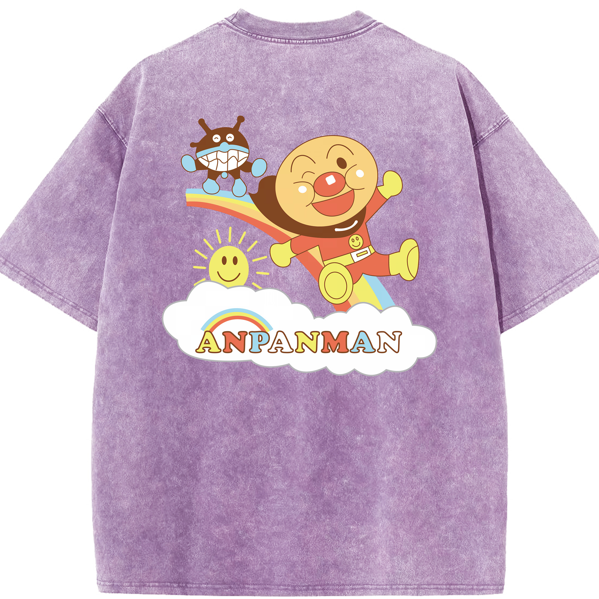（画像用） アンパンマン Anpanman 綿100% ヴィンテージ風 半袖Tシャツ（背面プリント）