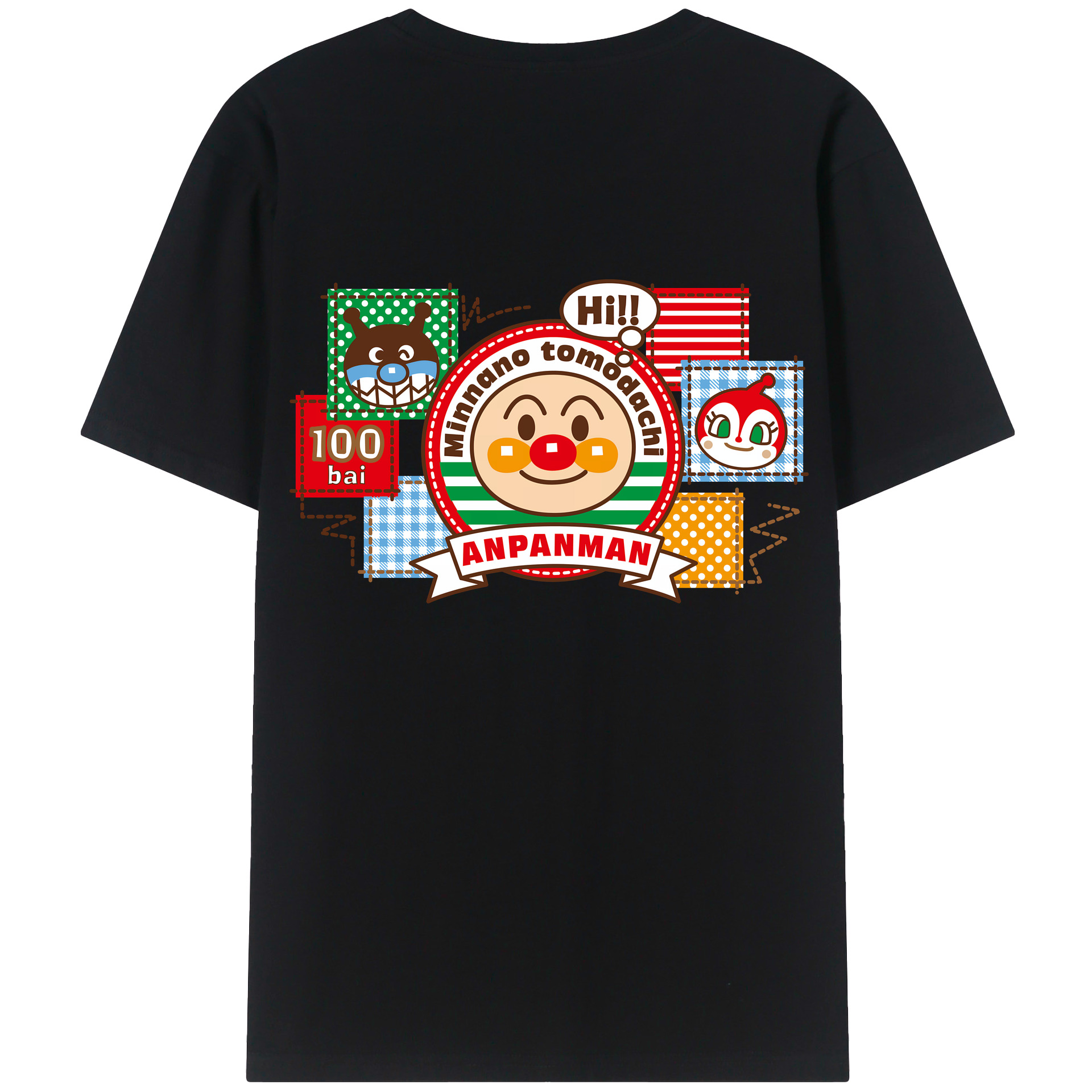 （画像用） アンパンマン Anpanman 綿100％ メンズ半袖Tシャツ（バックプリント） 通気性