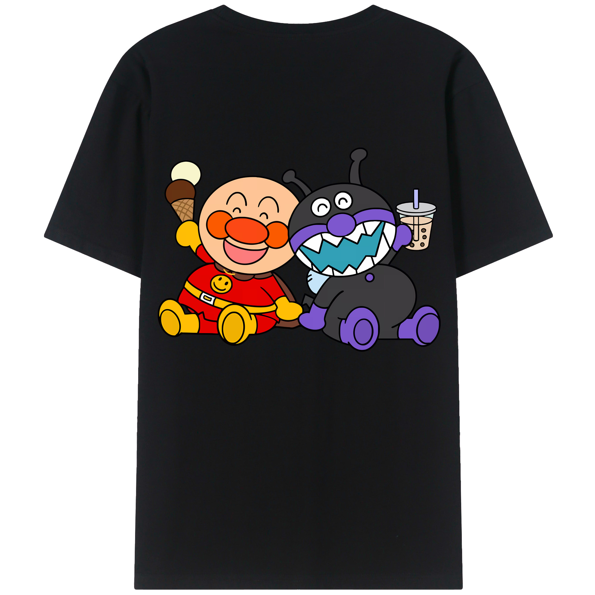 （画像用） アンパンマン Anpanman 綿100％ メンズ半袖Tシャツ（バックプリント） 通気性