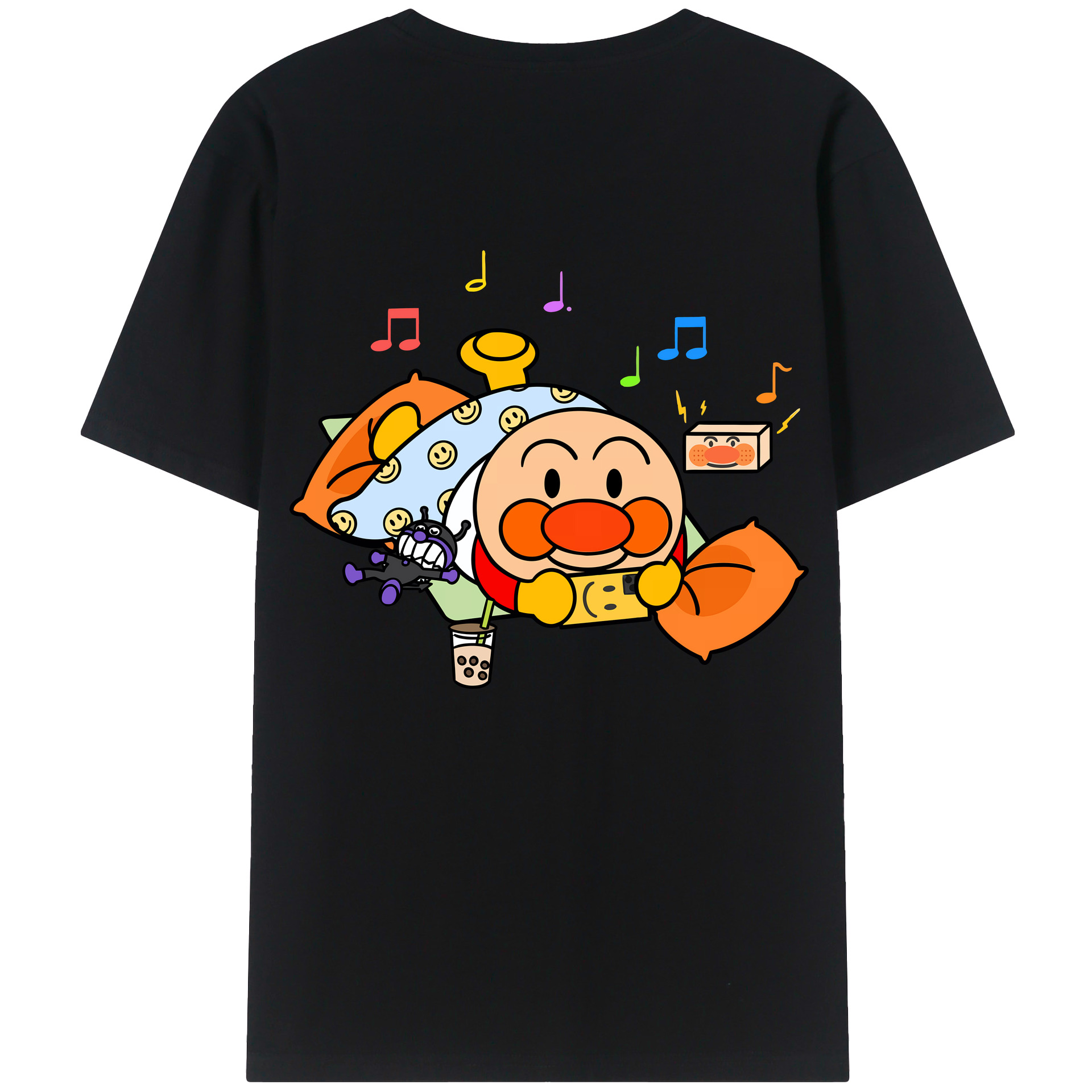 （画像用） アンパンマン Anpanman 綿100％ メンズ半袖Tシャツ（バックプリント） 通気性