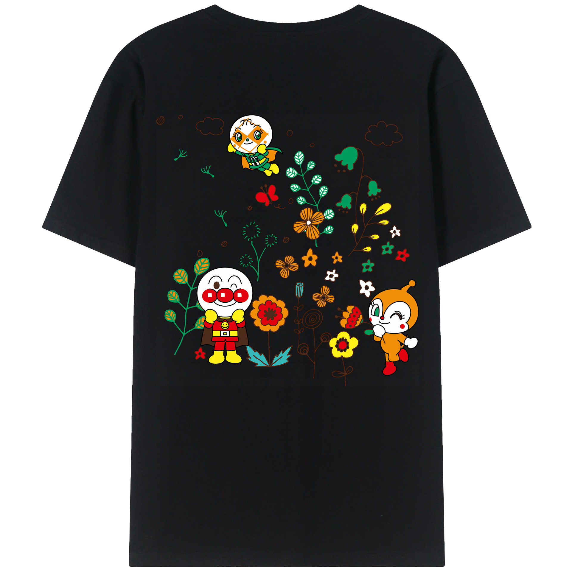 （画像用） アンパンマン Anpanman 綿100％ メンズ半袖Tシャツ（バックプリント） 通気性