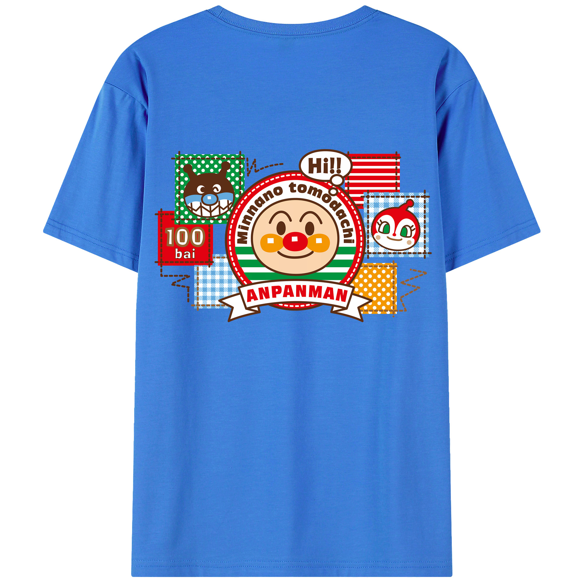 （画像用） アンパンマン Anpanman 綿100％ メンズ半袖Tシャツ（バックプリント） 通気性