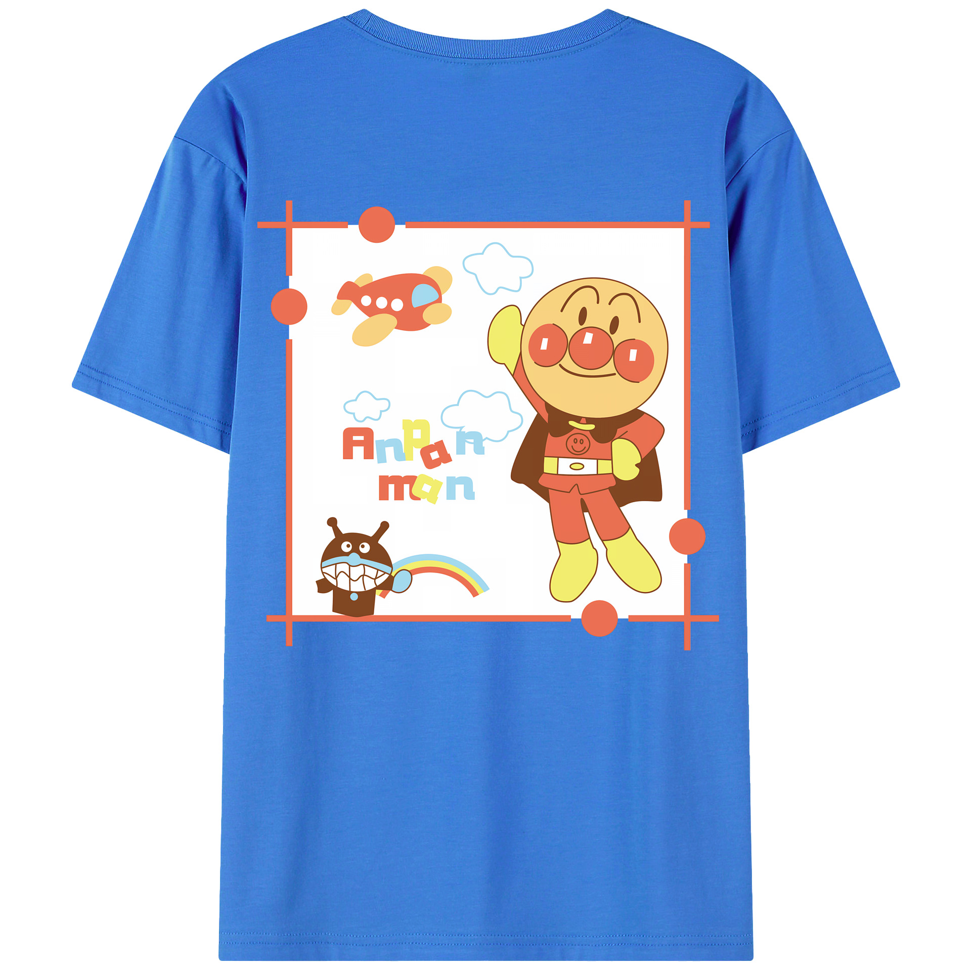 （画像用） アンパンマン Anpanman 綿100％ メンズ半袖Tシャツ（バックプリント） 通気性