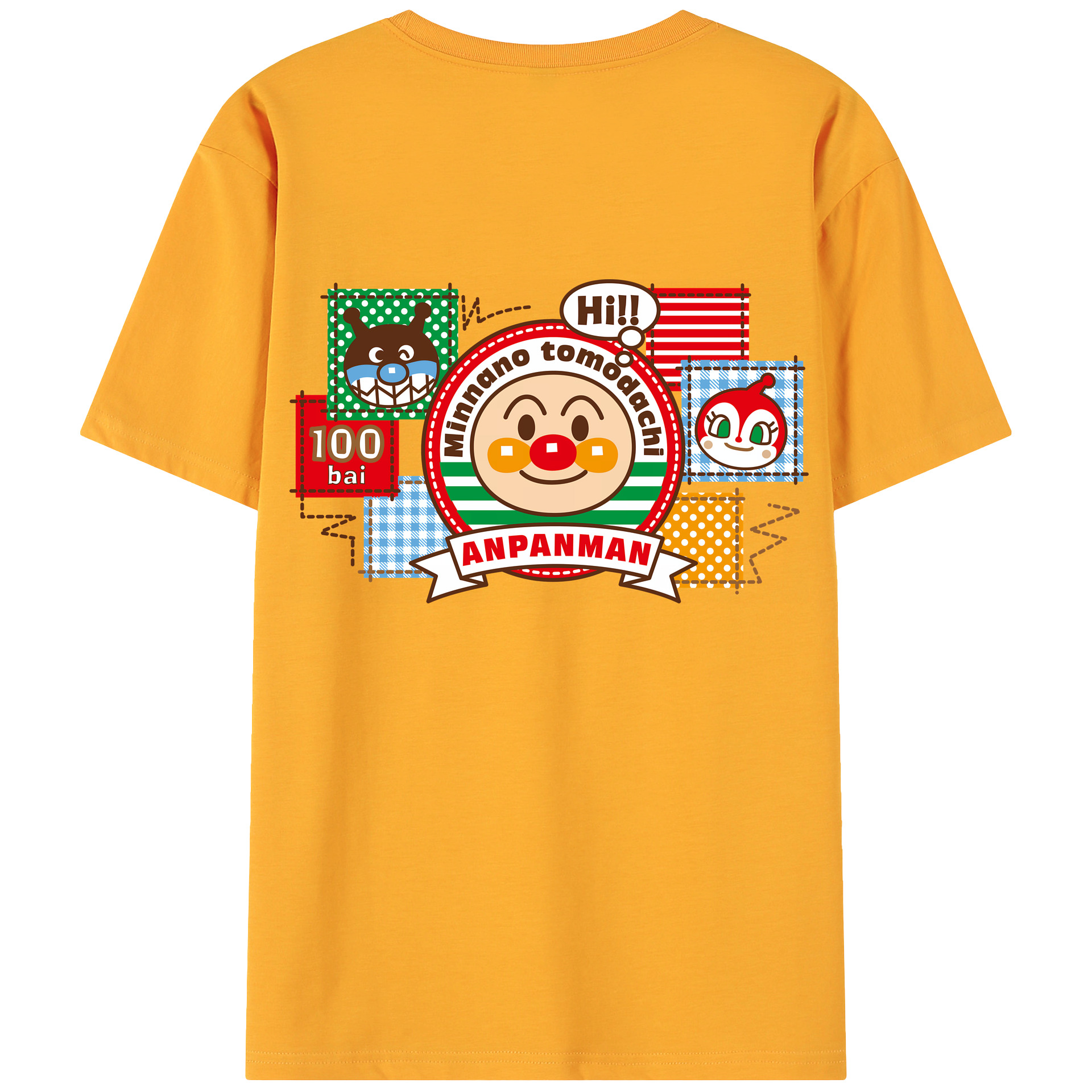 （画像用） アンパンマン Anpanman 綿100％ メンズ半袖Tシャツ（バックプリント） 通気性
