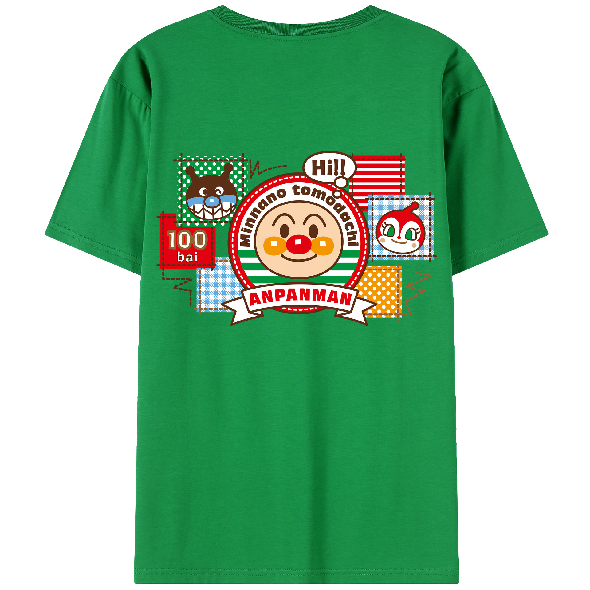 （画像用） アンパンマン Anpanman 綿100％ メンズ半袖Tシャツ（バックプリント） 通気性