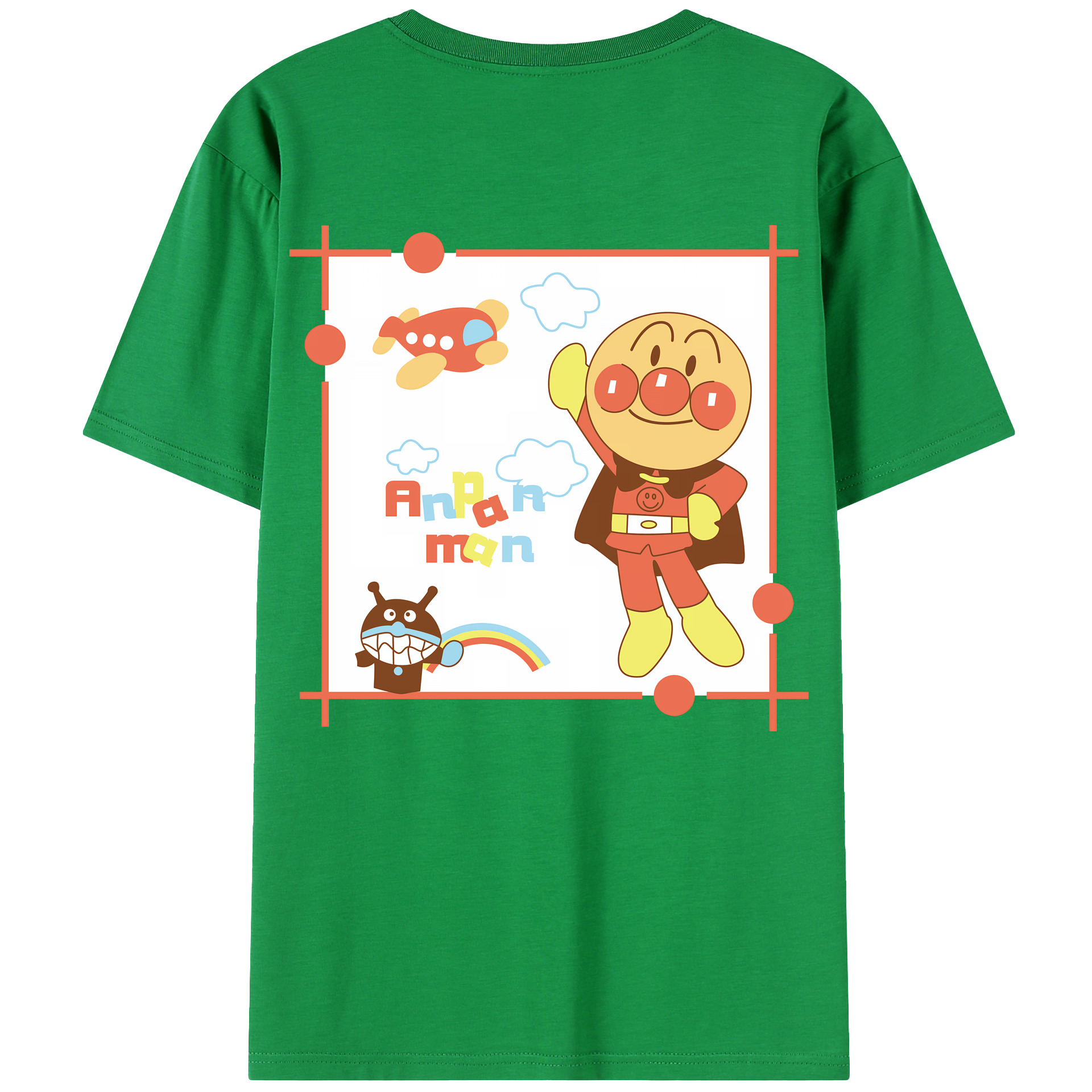 （画像用） アンパンマン Anpanman 綿100％ メンズ半袖Tシャツ（バックプリント） 通気性
