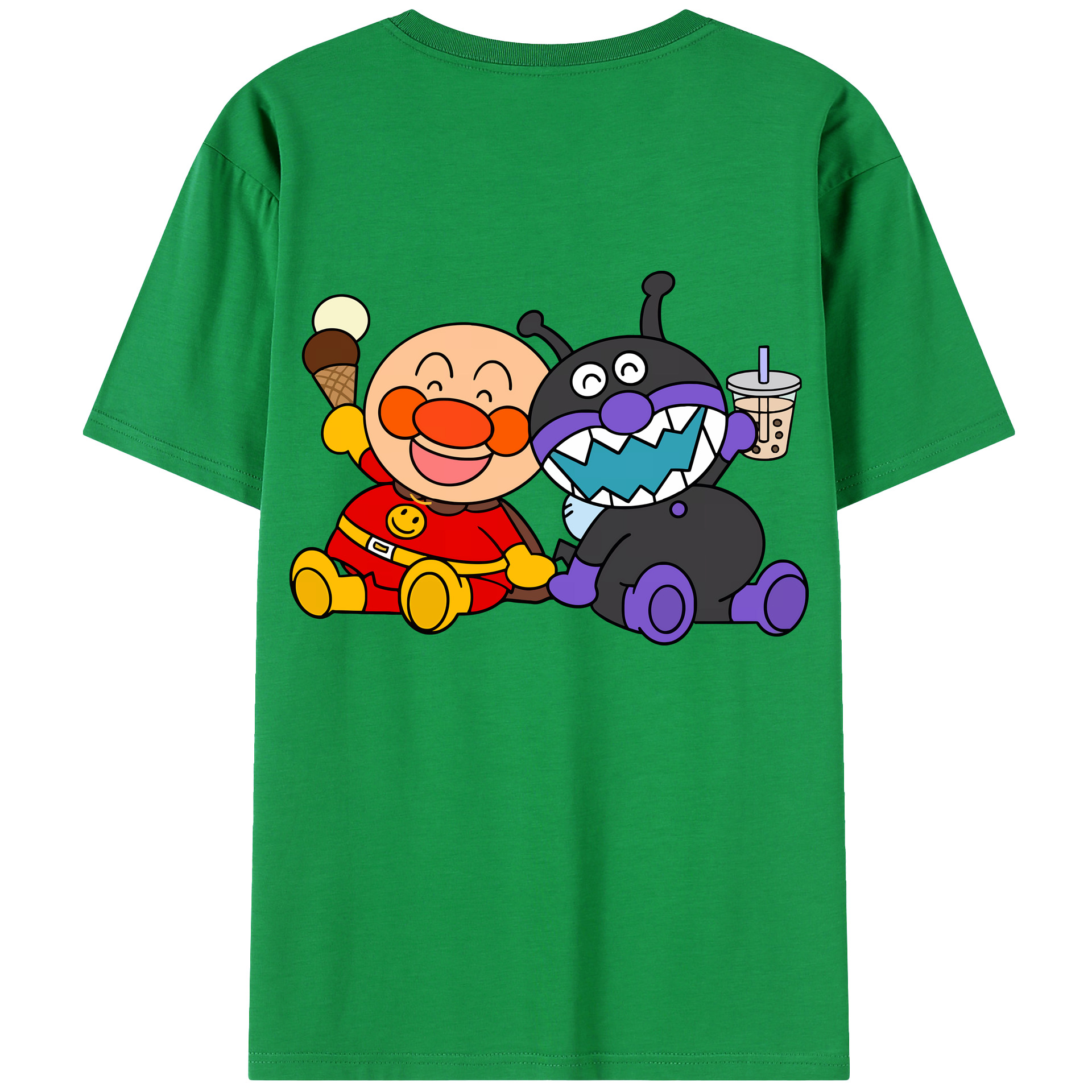 （画像用） アンパンマン Anpanman 綿100％ メンズ半袖Tシャツ（バックプリント） 通気性