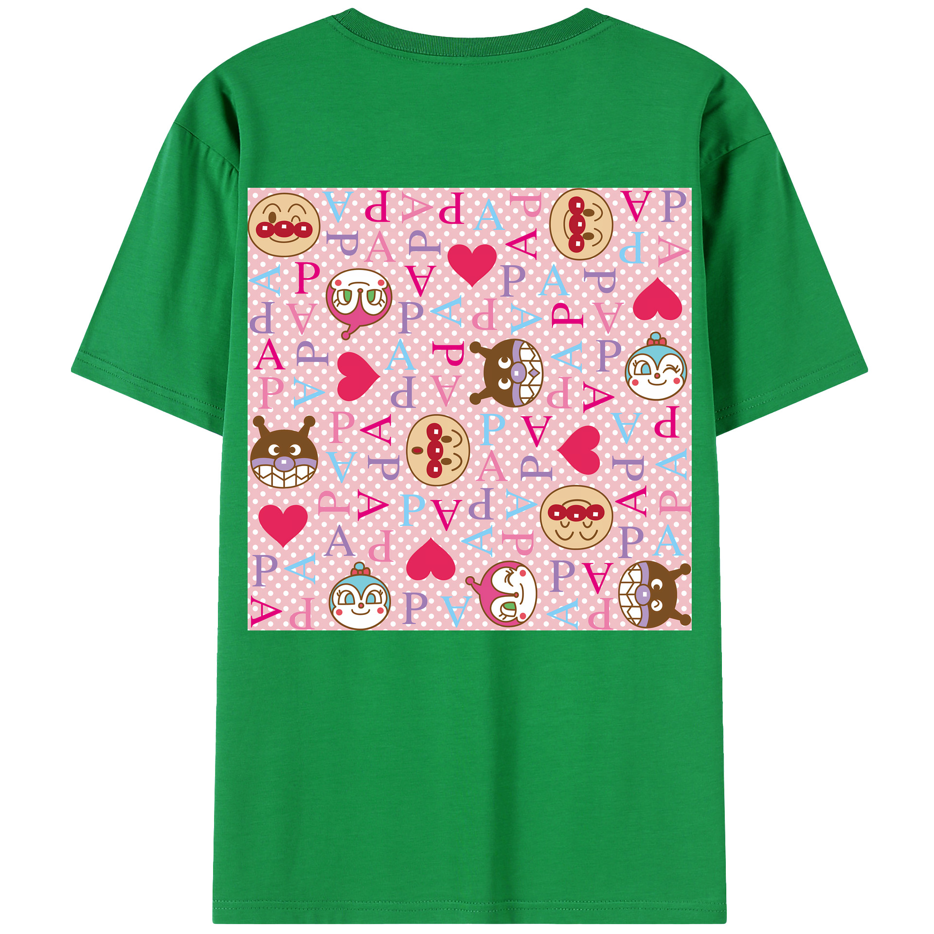 （画像用） アンパンマン Anpanman 綿100％ メンズ半袖Tシャツ（バックプリント） 通気性