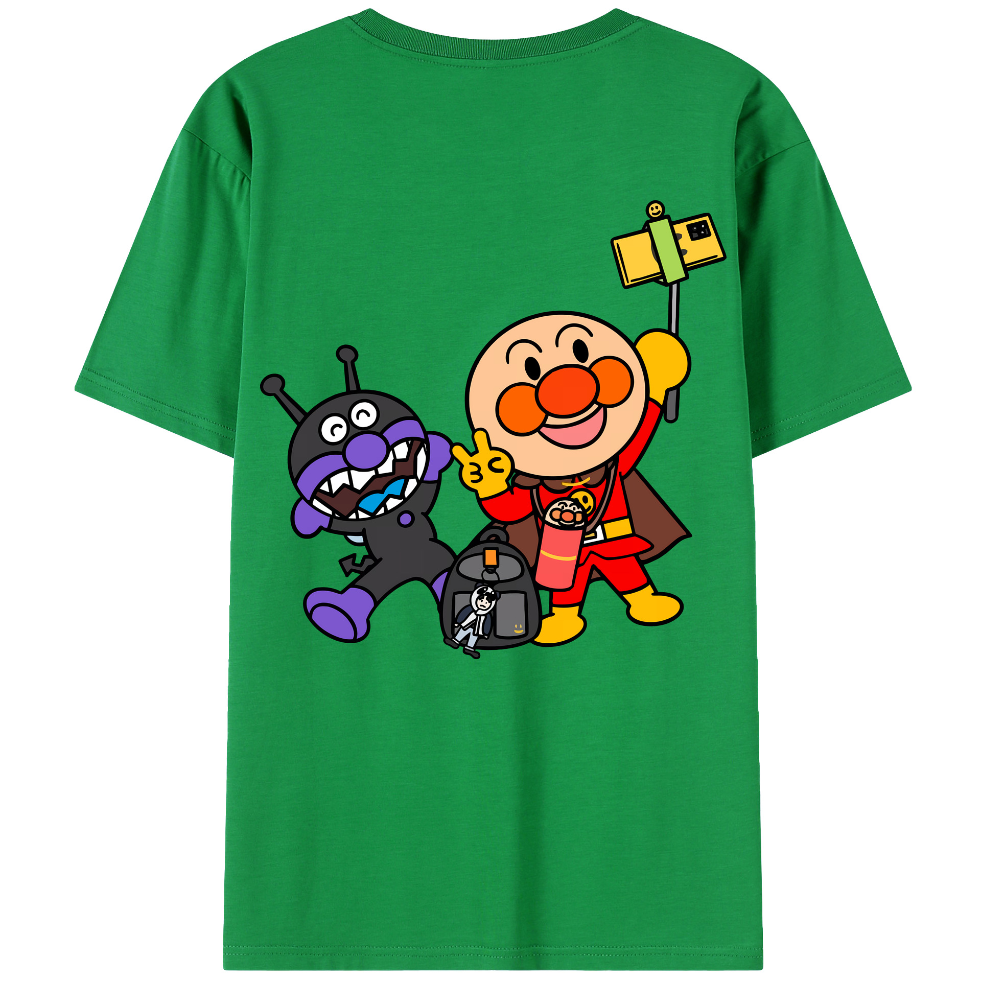 （画像用） アンパンマン Anpanman 綿100％ メンズ半袖Tシャツ（バックプリント） 通気性