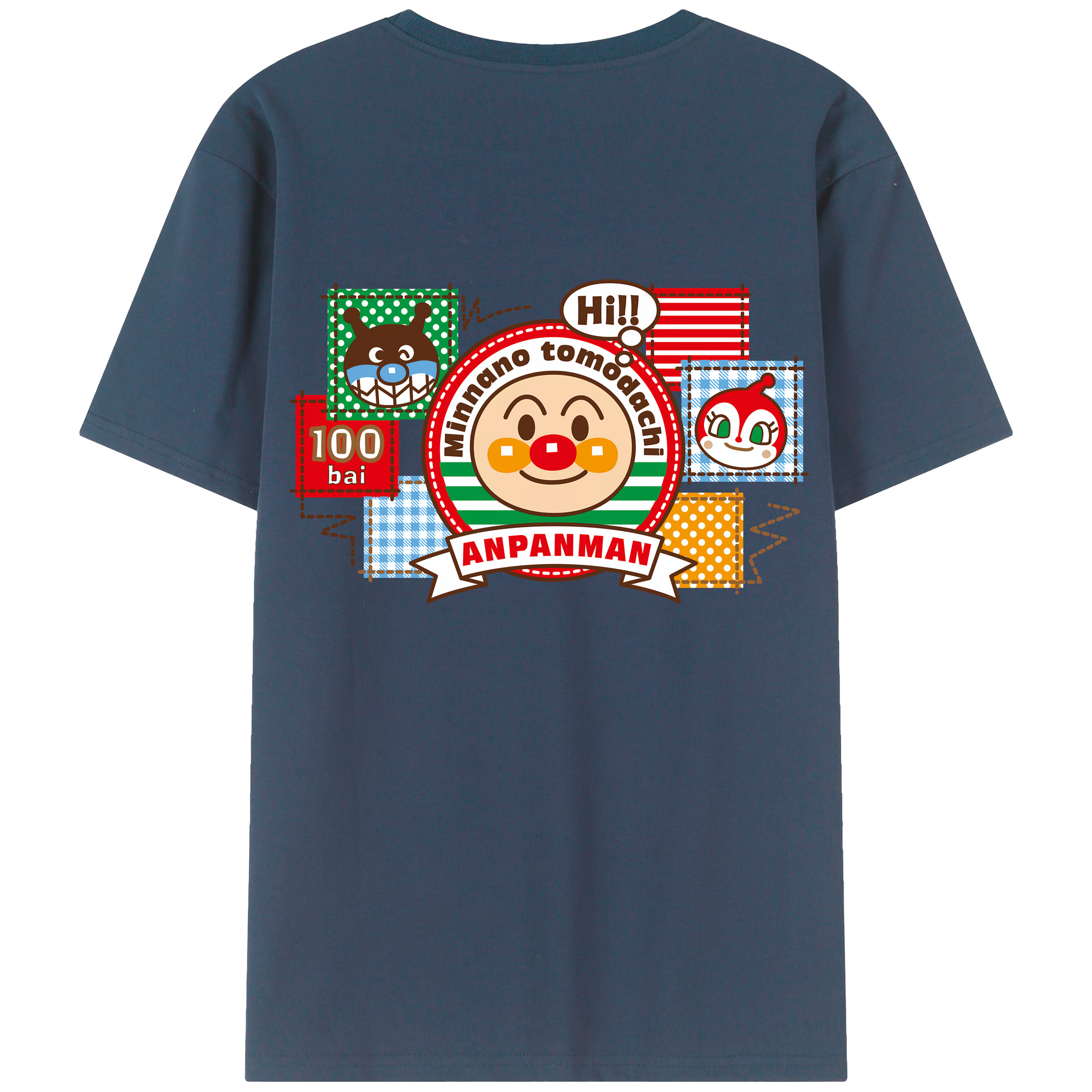 （画像用） アンパンマン Anpanman 綿100％ メンズ半袖Tシャツ（バックプリント） 通気性