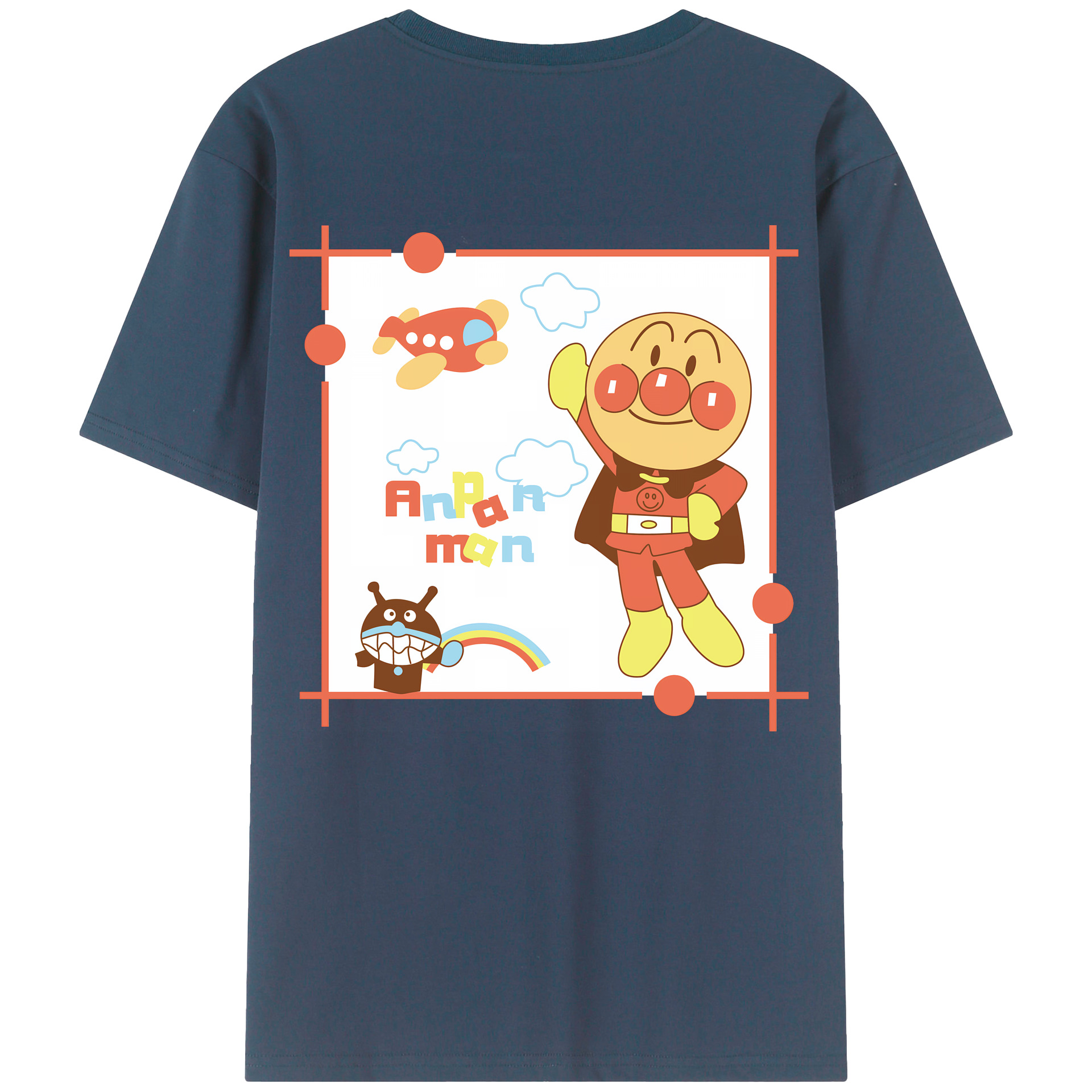 （画像用） アンパンマン Anpanman 綿100％ メンズ半袖Tシャツ（バックプリント） 通気性