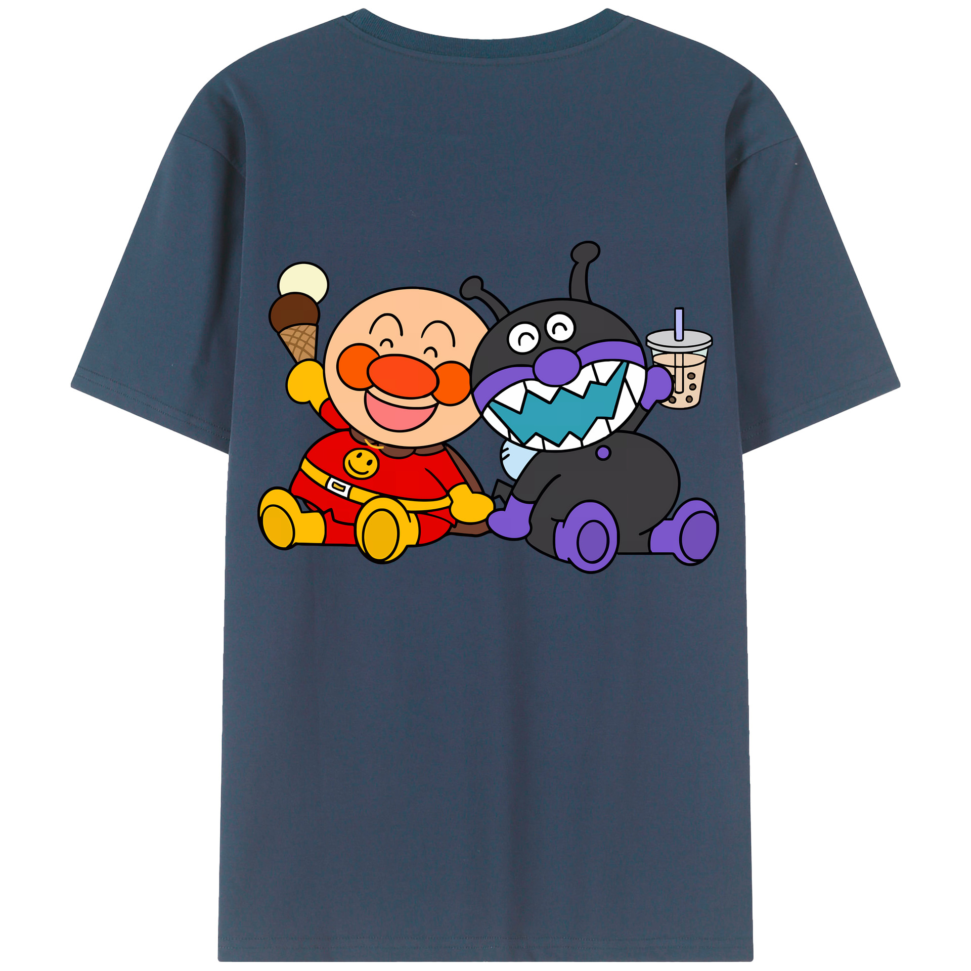 （画像用） アンパンマン Anpanman 綿100％ メンズ半袖Tシャツ（バックプリント） 通気性