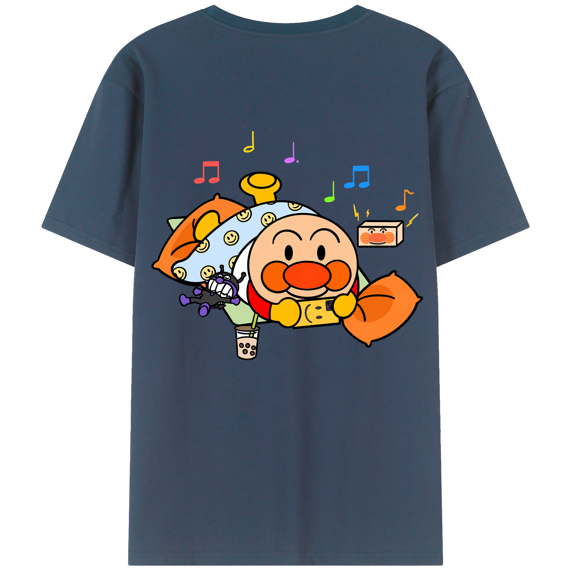 （画像用） アンパンマン Anpanman 綿100％ メンズ半袖Tシャツ（バックプリント） 通気性