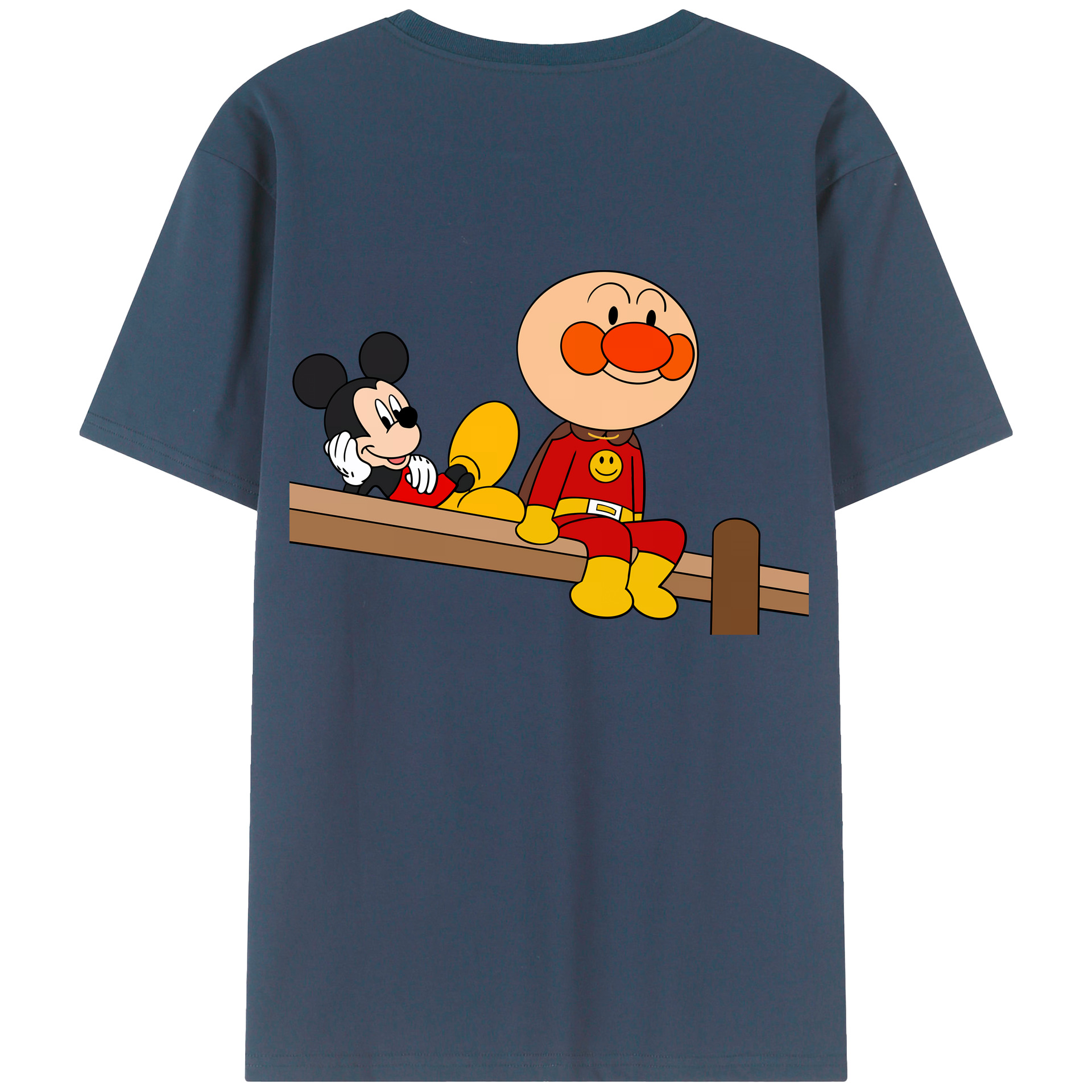 （画像用） アンパンマン Anpanman 綿100％ メンズ半袖Tシャツ（バックプリント） 通気性