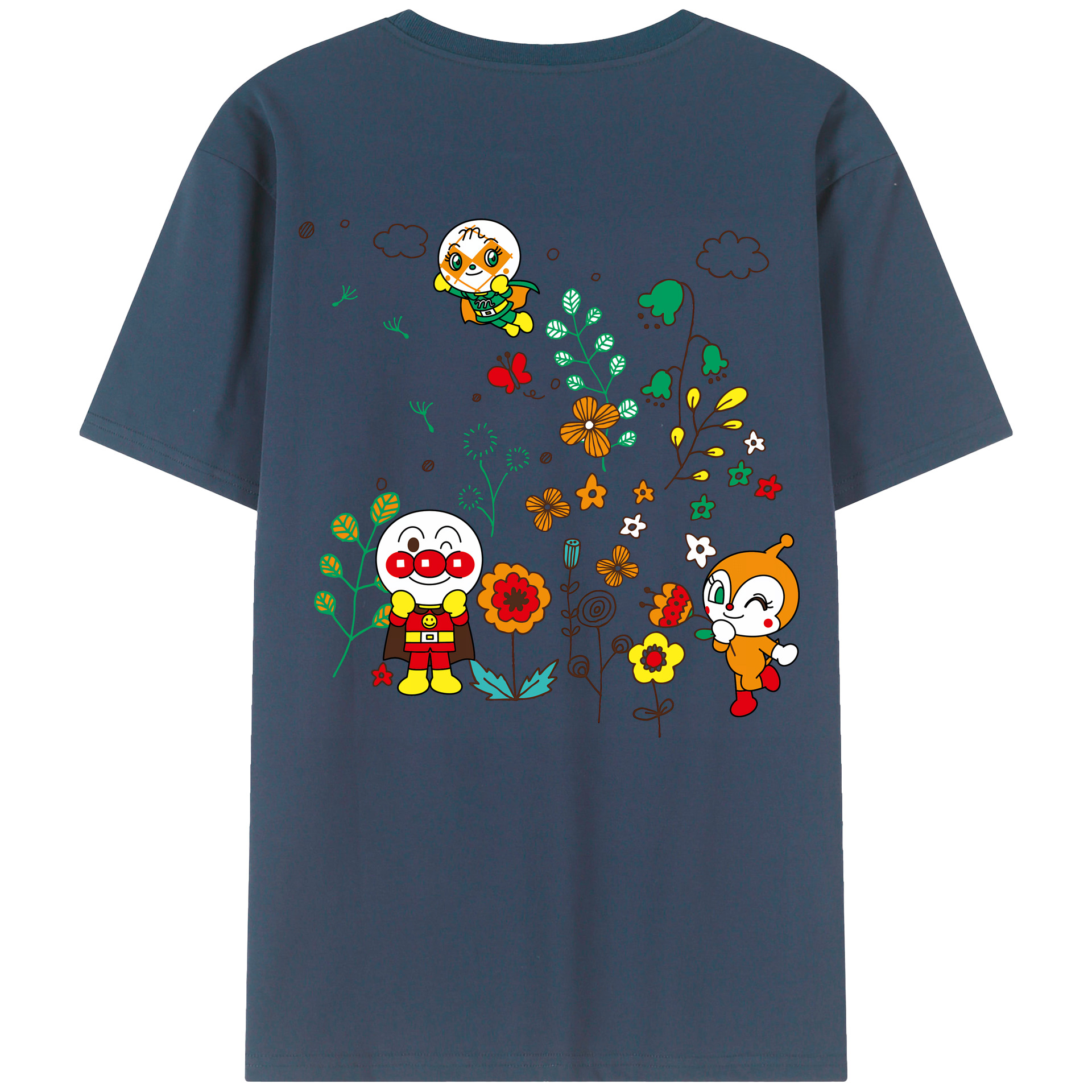 （画像用） アンパンマン Anpanman 綿100％ メンズ半袖Tシャツ（バックプリント） 通気性