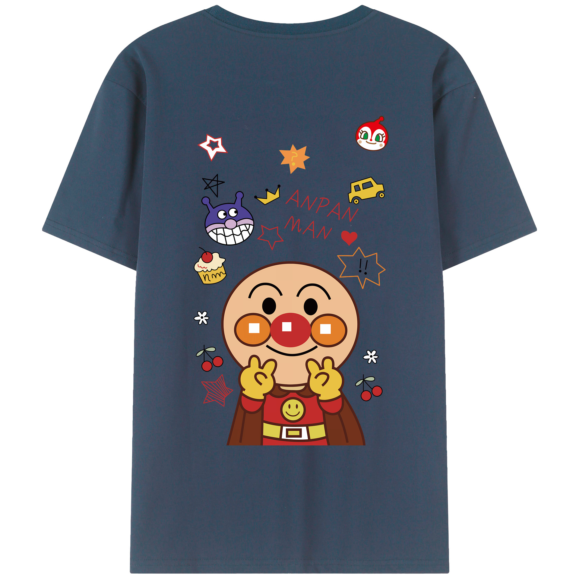 （画像用） アンパンマン Anpanman 綿100％ メンズ半袖Tシャツ（バックプリント） 通気性