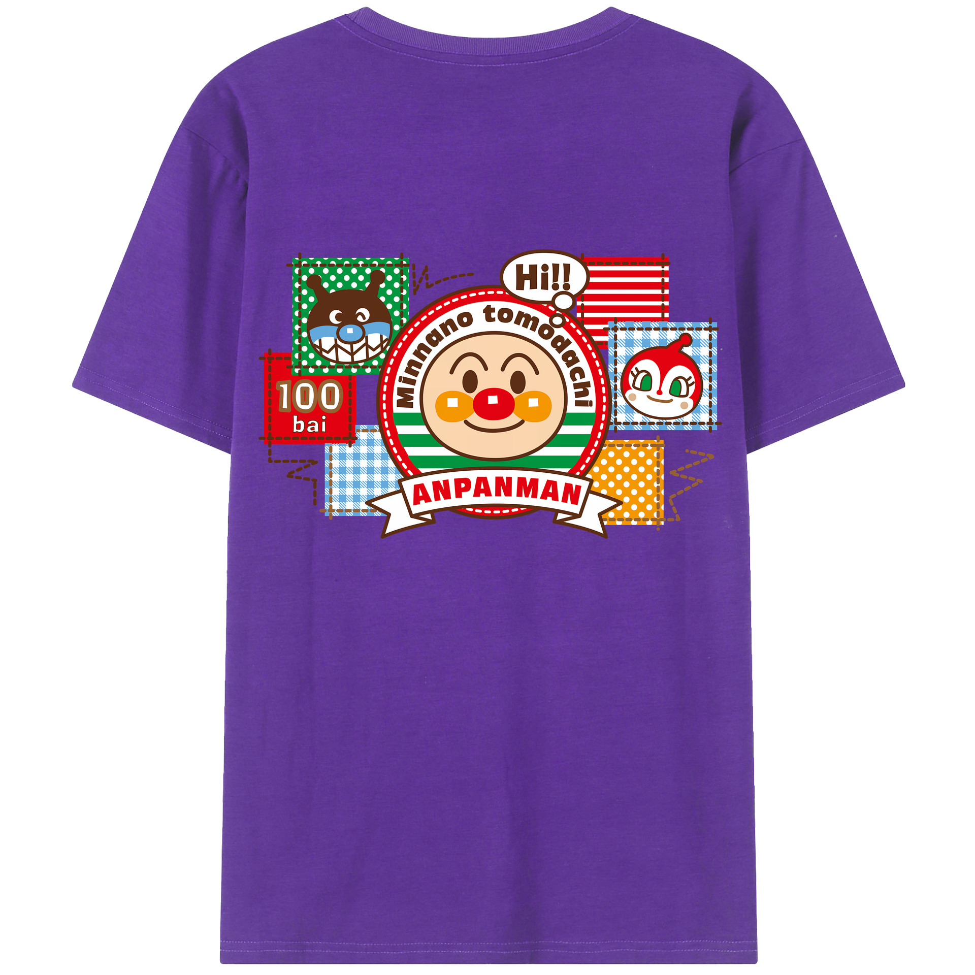 （画像用） アンパンマン Anpanman 綿100％ メンズ半袖Tシャツ（バックプリント） 通気性