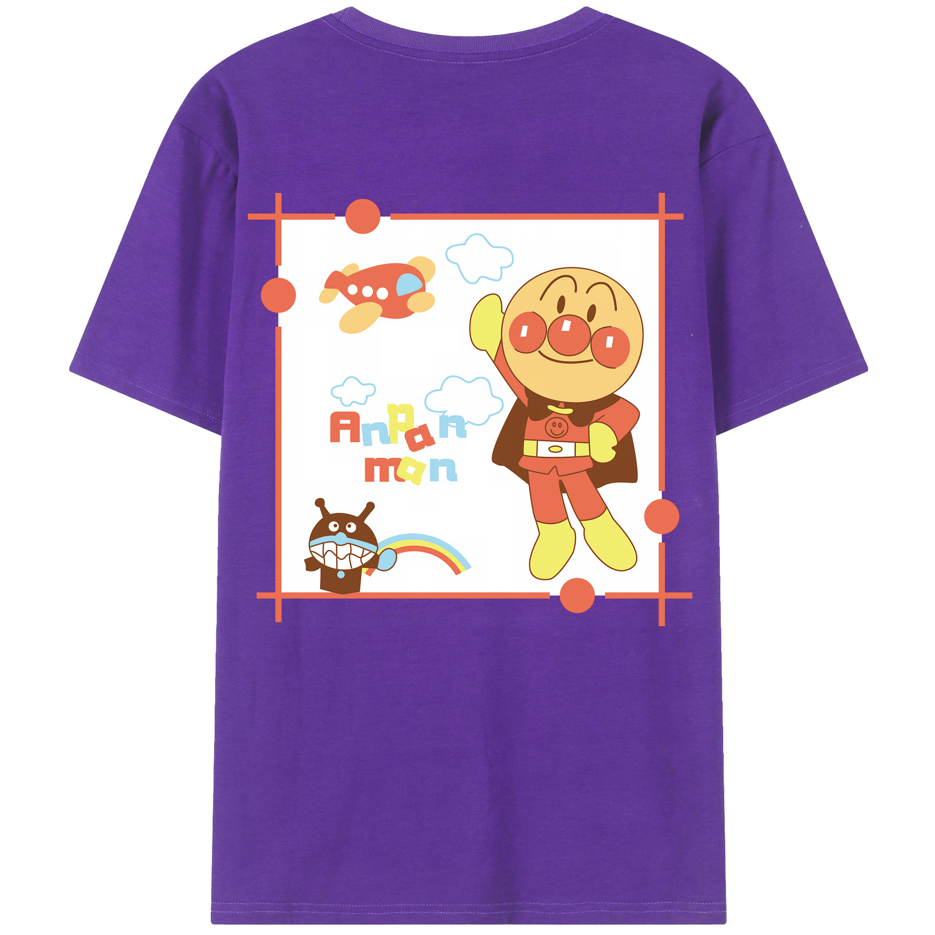 （画像用） アンパンマン Anpanman 綿100％ メンズ半袖Tシャツ（バックプリント） 通気性