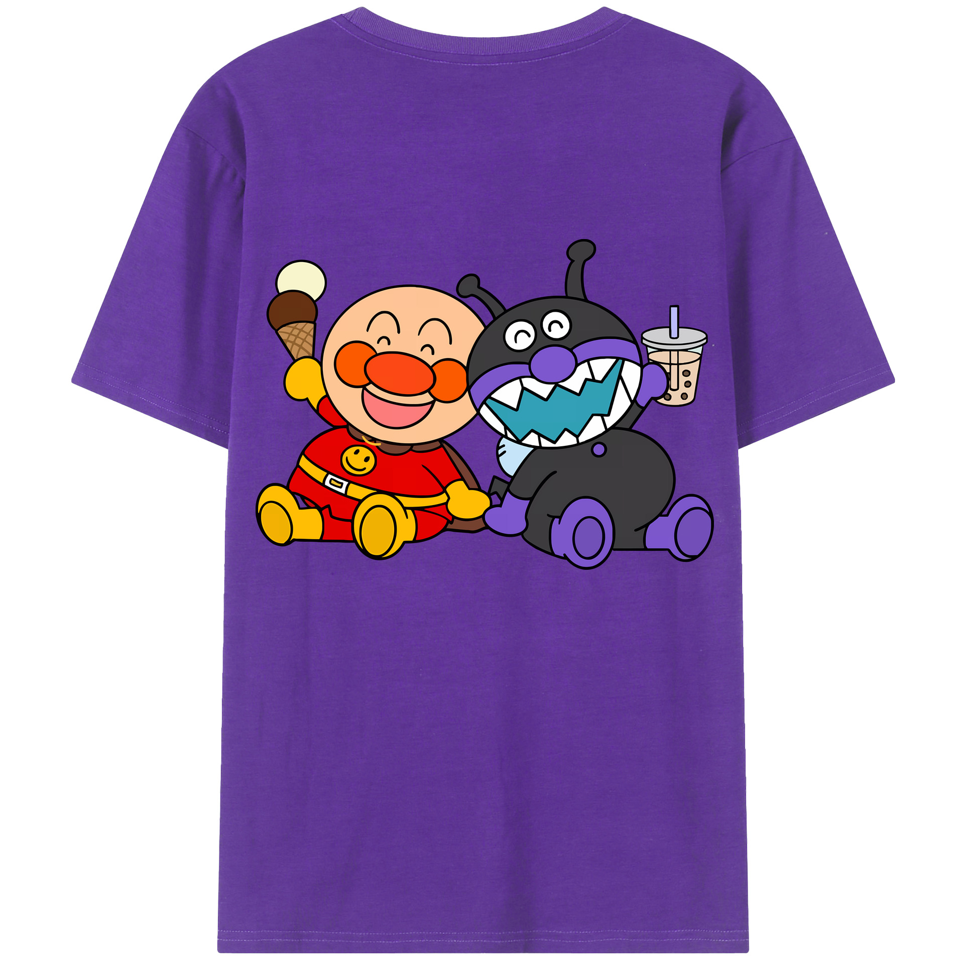 （画像用） アンパンマン Anpanman 綿100％ メンズ半袖Tシャツ（バックプリント） 通気性