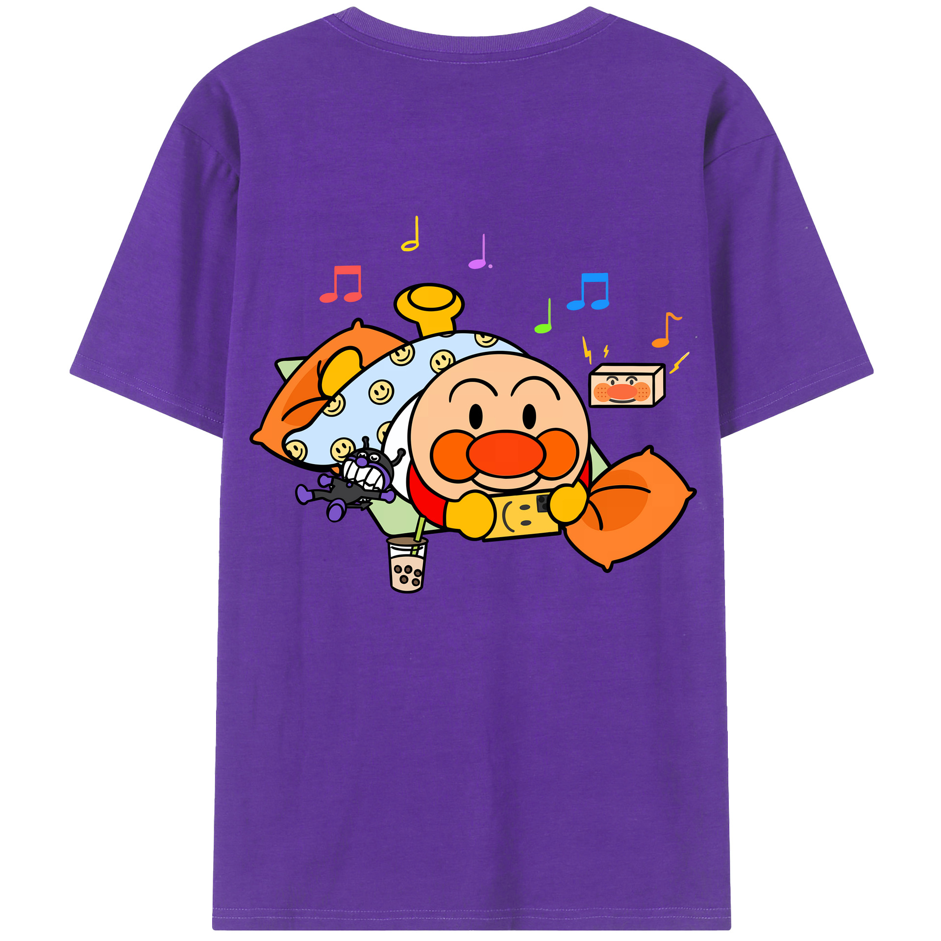 （画像用） アンパンマン Anpanman 綿100％ メンズ半袖Tシャツ（バックプリント） 通気性
