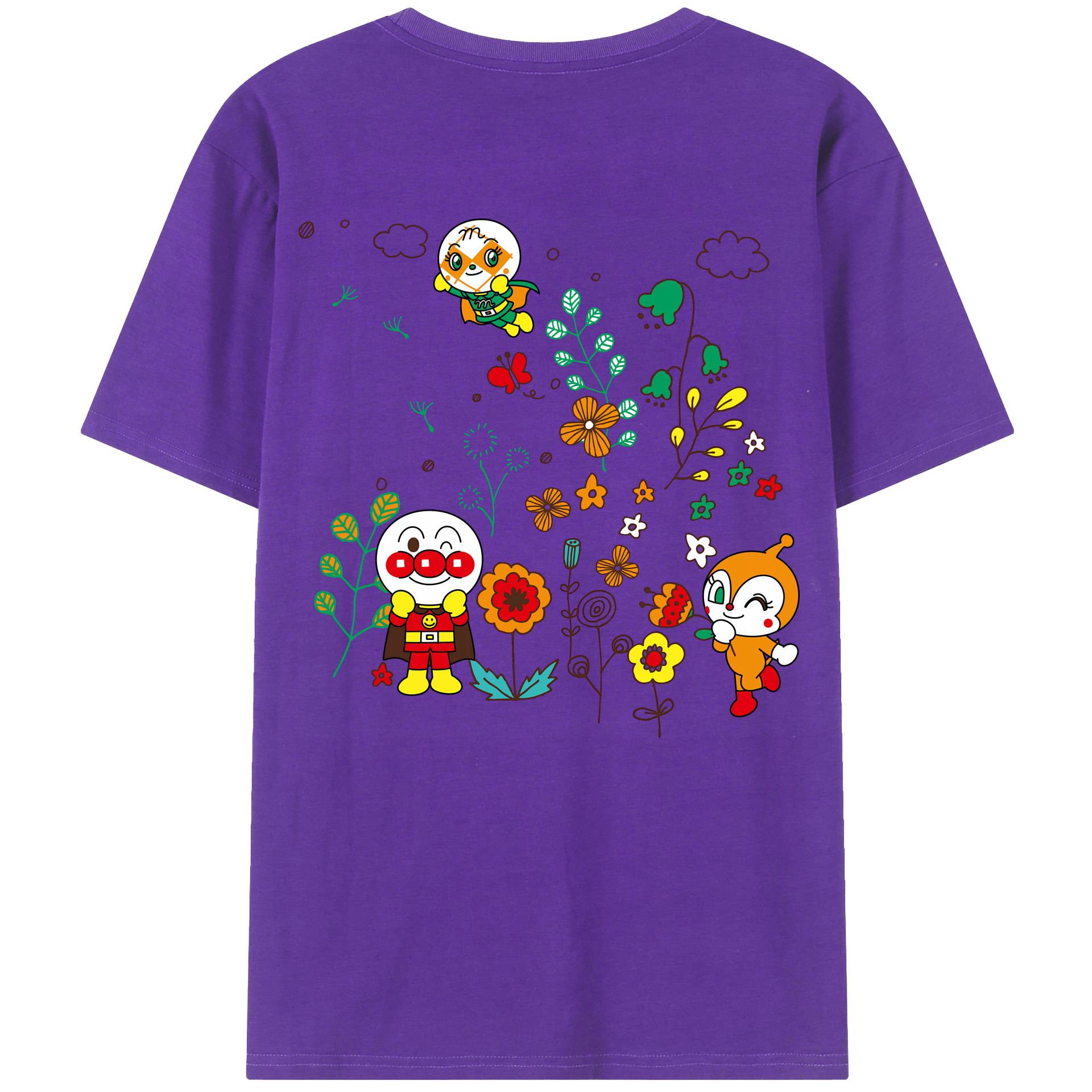（画像用） アンパンマン Anpanman 綿100％ メンズ半袖Tシャツ（バックプリント） 通気性