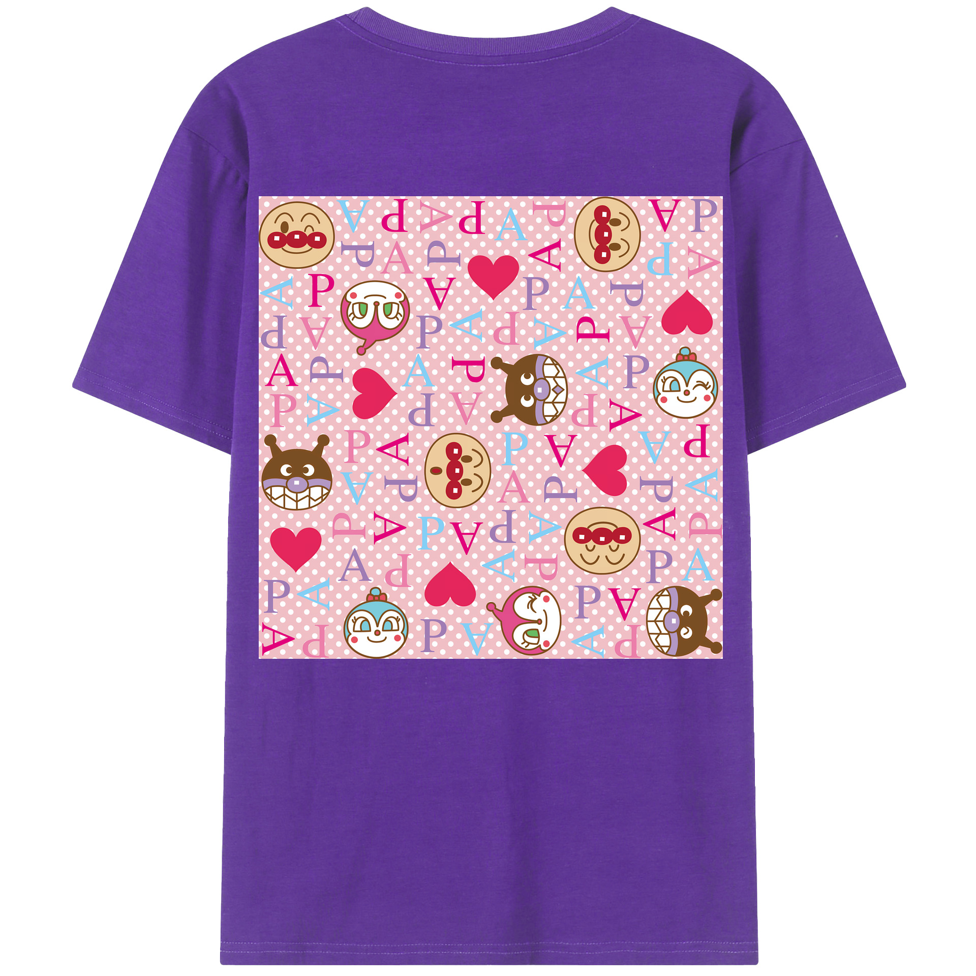 （画像用） アンパンマン Anpanman 綿100％ メンズ半袖Tシャツ（バックプリント） 通気性