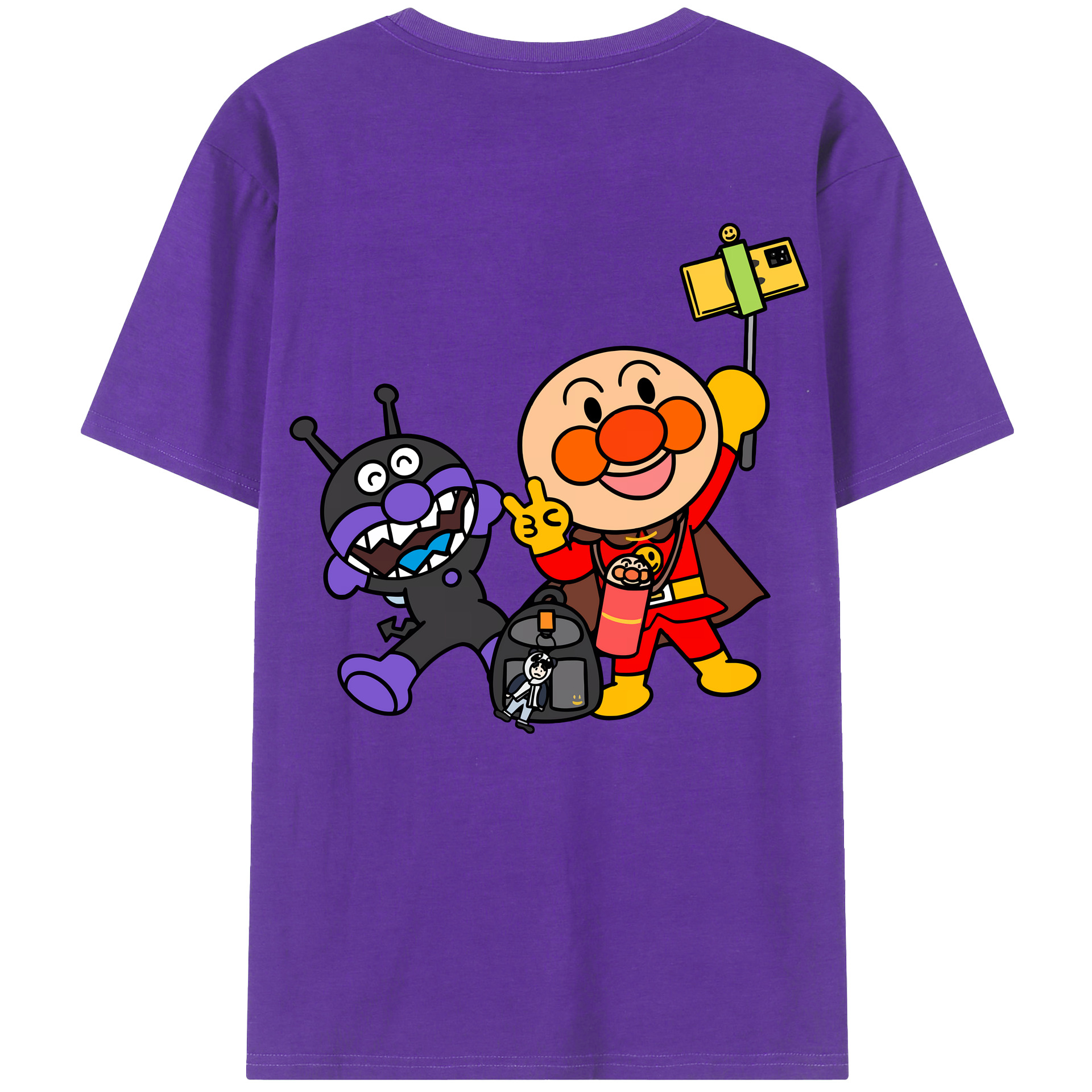 （画像用） アンパンマン Anpanman 綿100％ メンズ半袖Tシャツ（バックプリント） 通気性