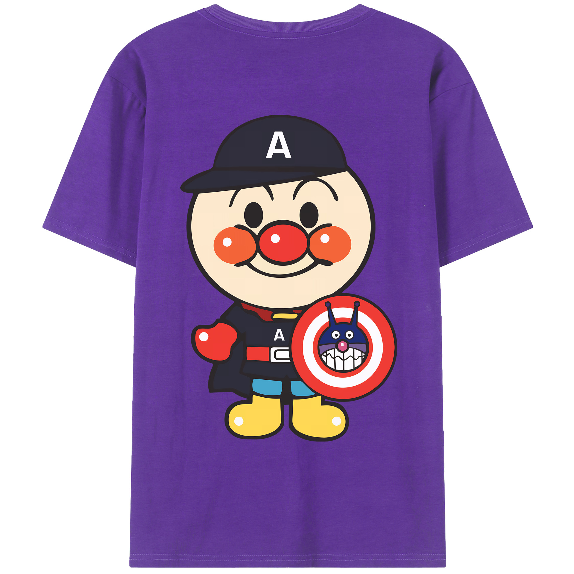 （画像用） アンパンマン Anpanman 綿100％ メンズ半袖Tシャツ（バックプリント） 通気性