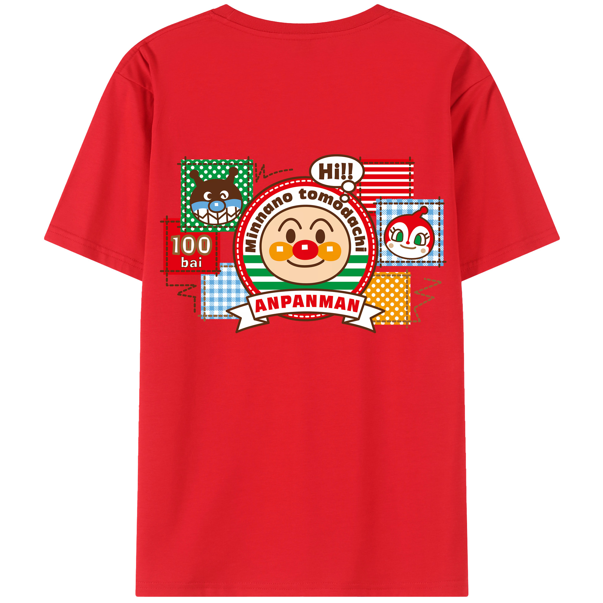 （画像用） アンパンマン Anpanman 綿100％ メンズ半袖Tシャツ（バックプリント） 通気性