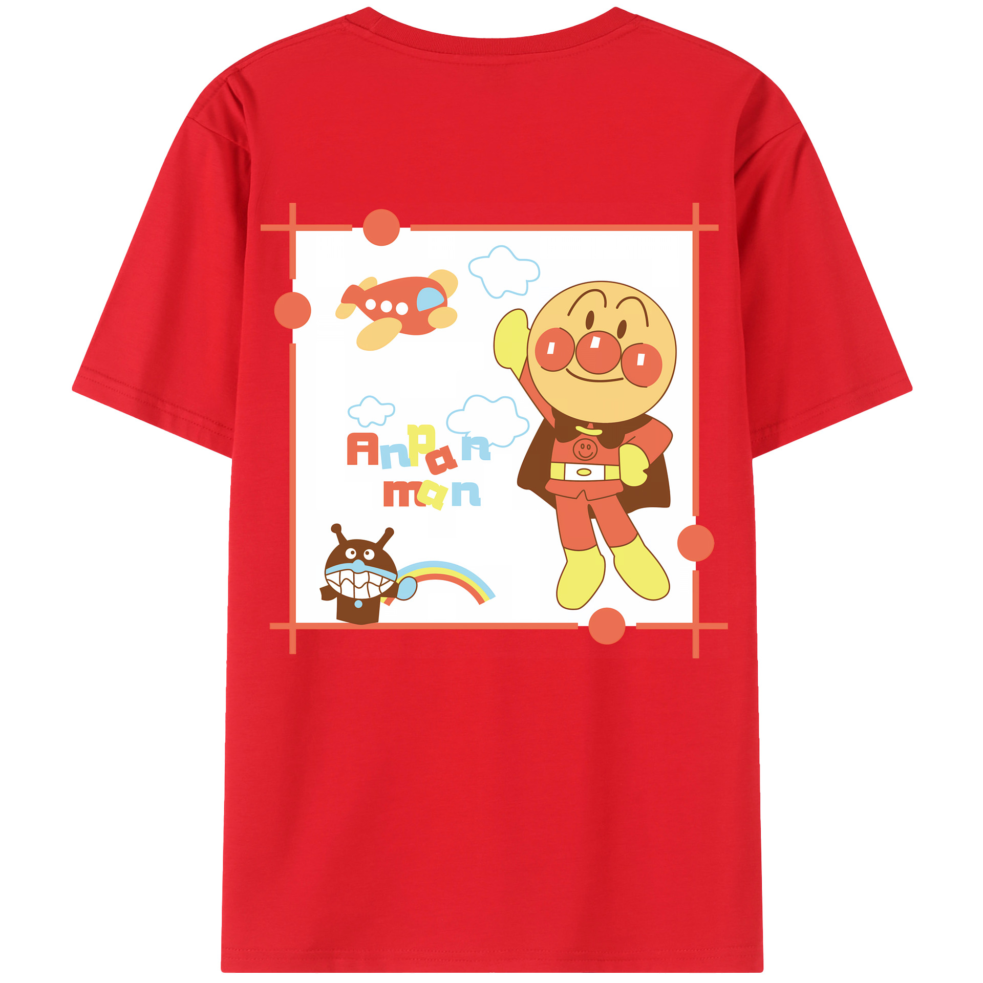 （画像用） アンパンマン Anpanman 綿100％ メンズ半袖Tシャツ（バックプリント） 通気性