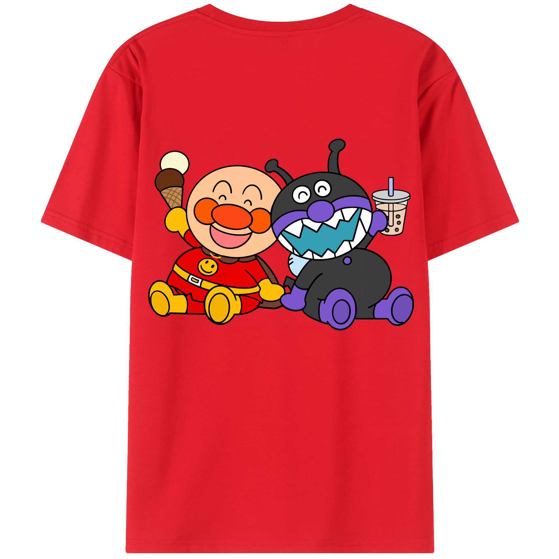 （画像用） アンパンマン Anpanman 綿100％ メンズ半袖Tシャツ（バックプリント） 通気性