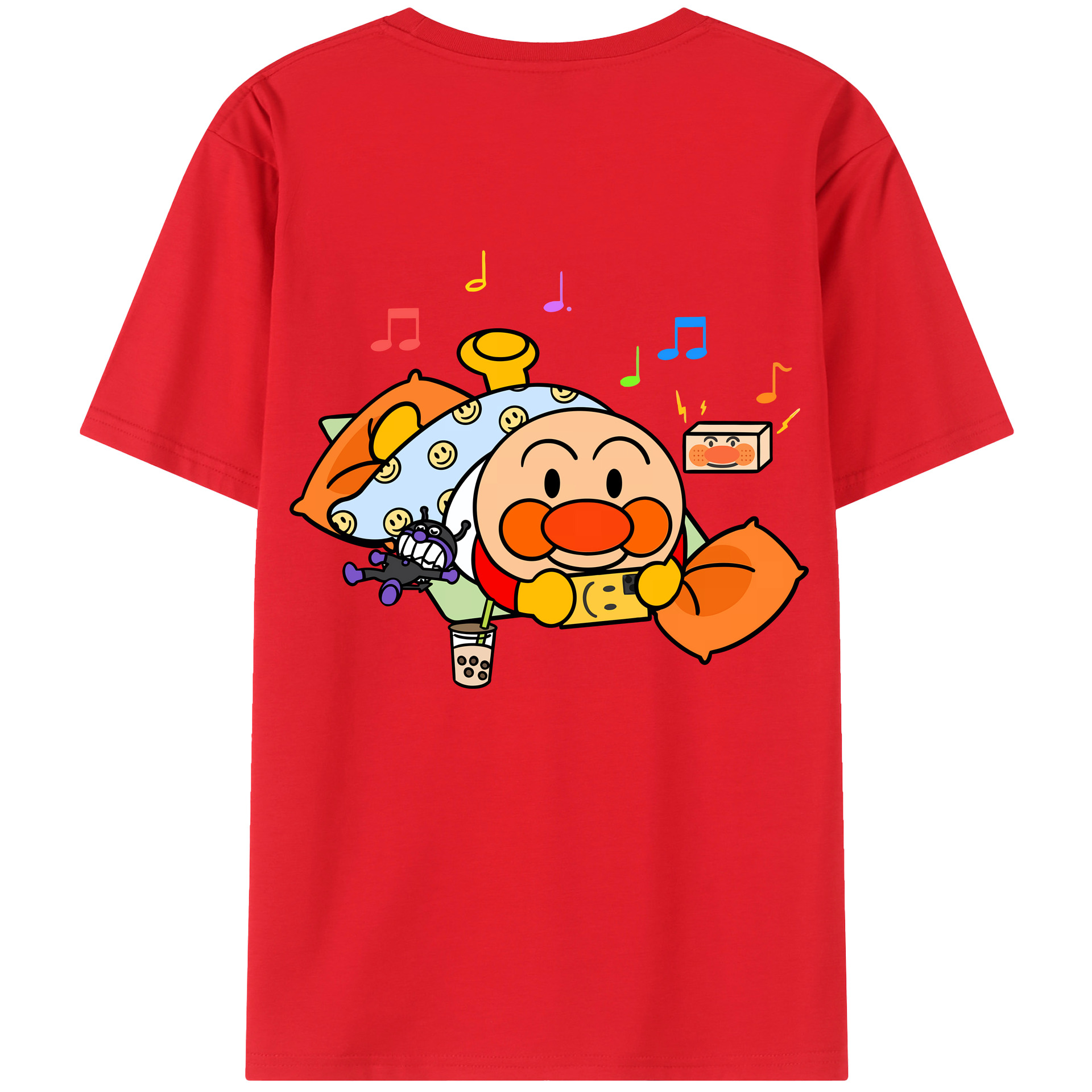 （画像用） アンパンマン Anpanman 綿100％ メンズ半袖Tシャツ（バックプリント） 通気性