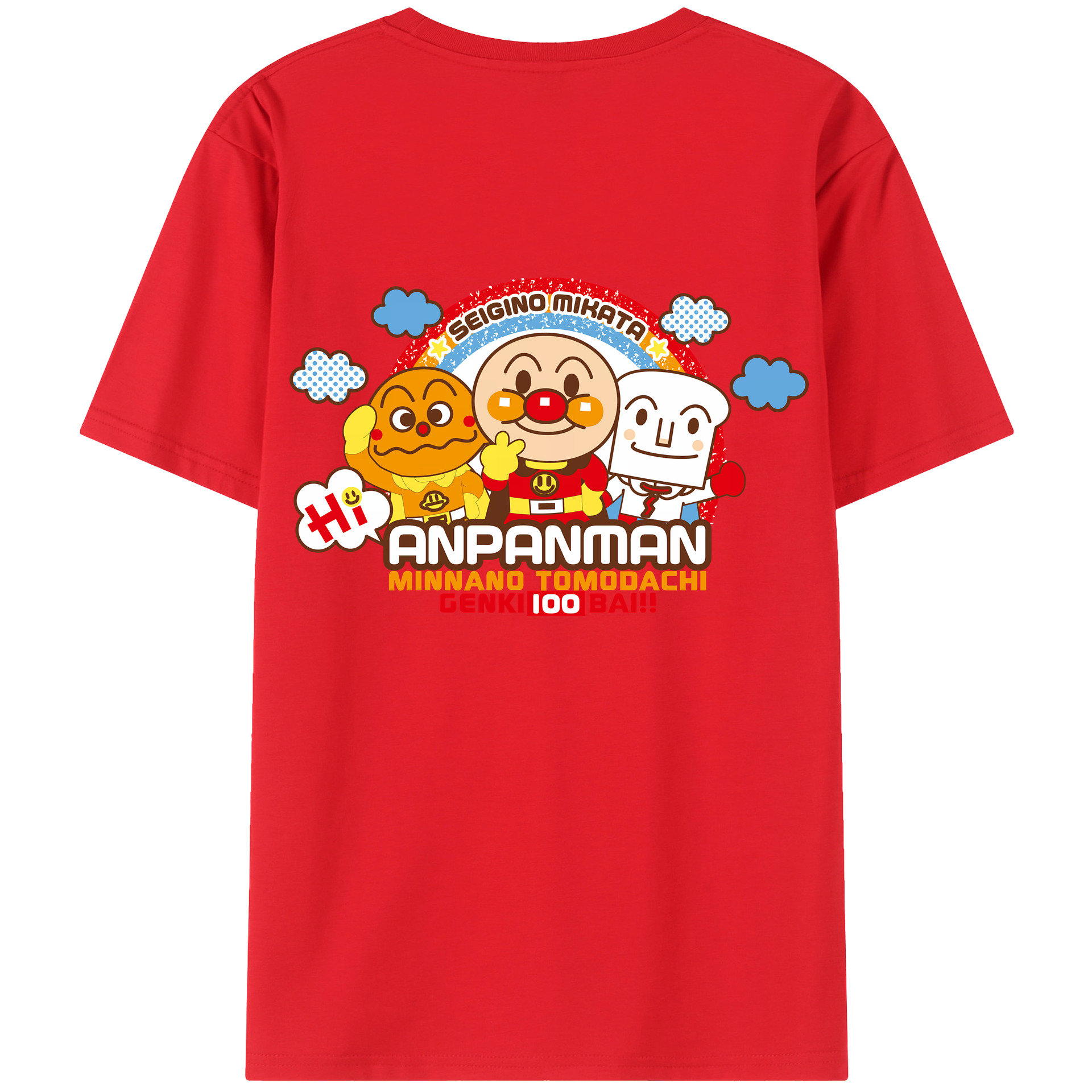 （画像用） アンパンマン Anpanman 綿100％ メンズ半袖Tシャツ（バックプリント） 通気性