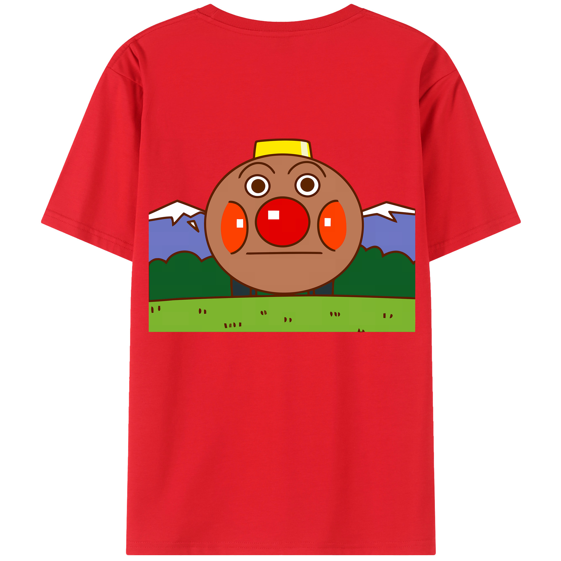 （画像用） アンパンマン Anpanman 綿100％ メンズ半袖Tシャツ（バックプリント） 通気性