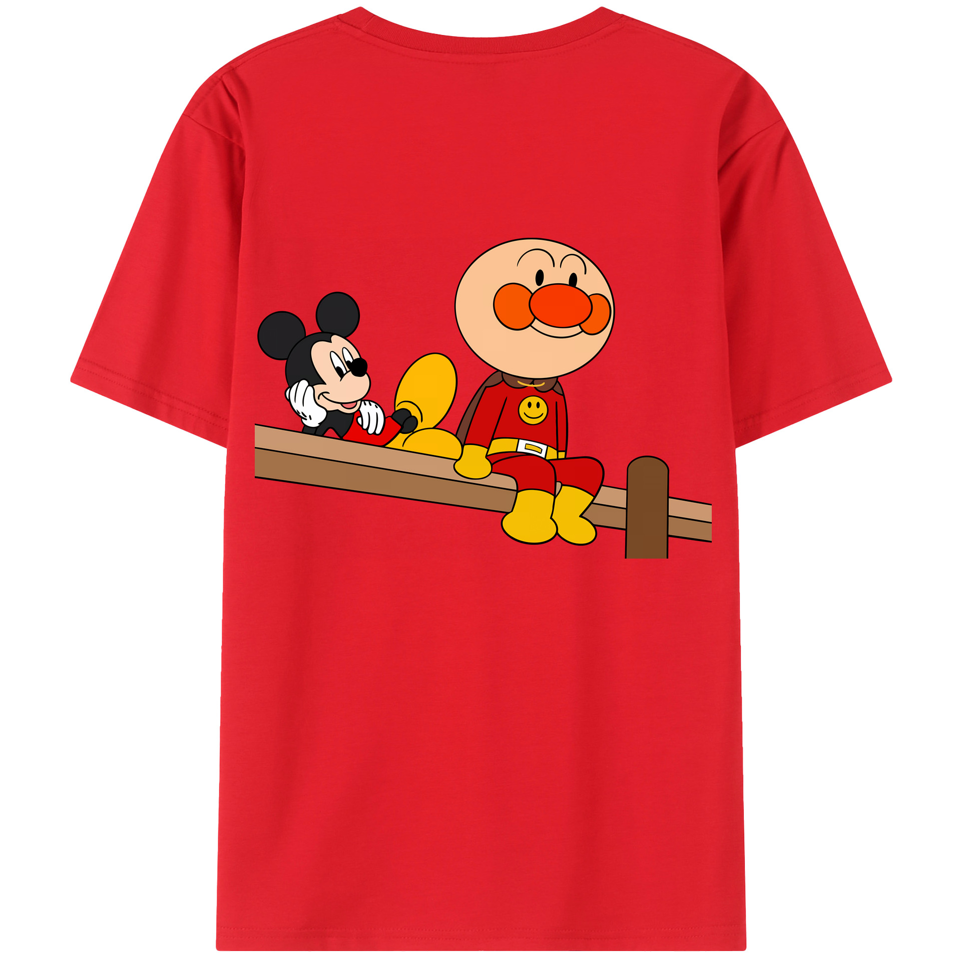 （画像用） アンパンマン Anpanman 綿100％ メンズ半袖Tシャツ（バックプリント） 通気性