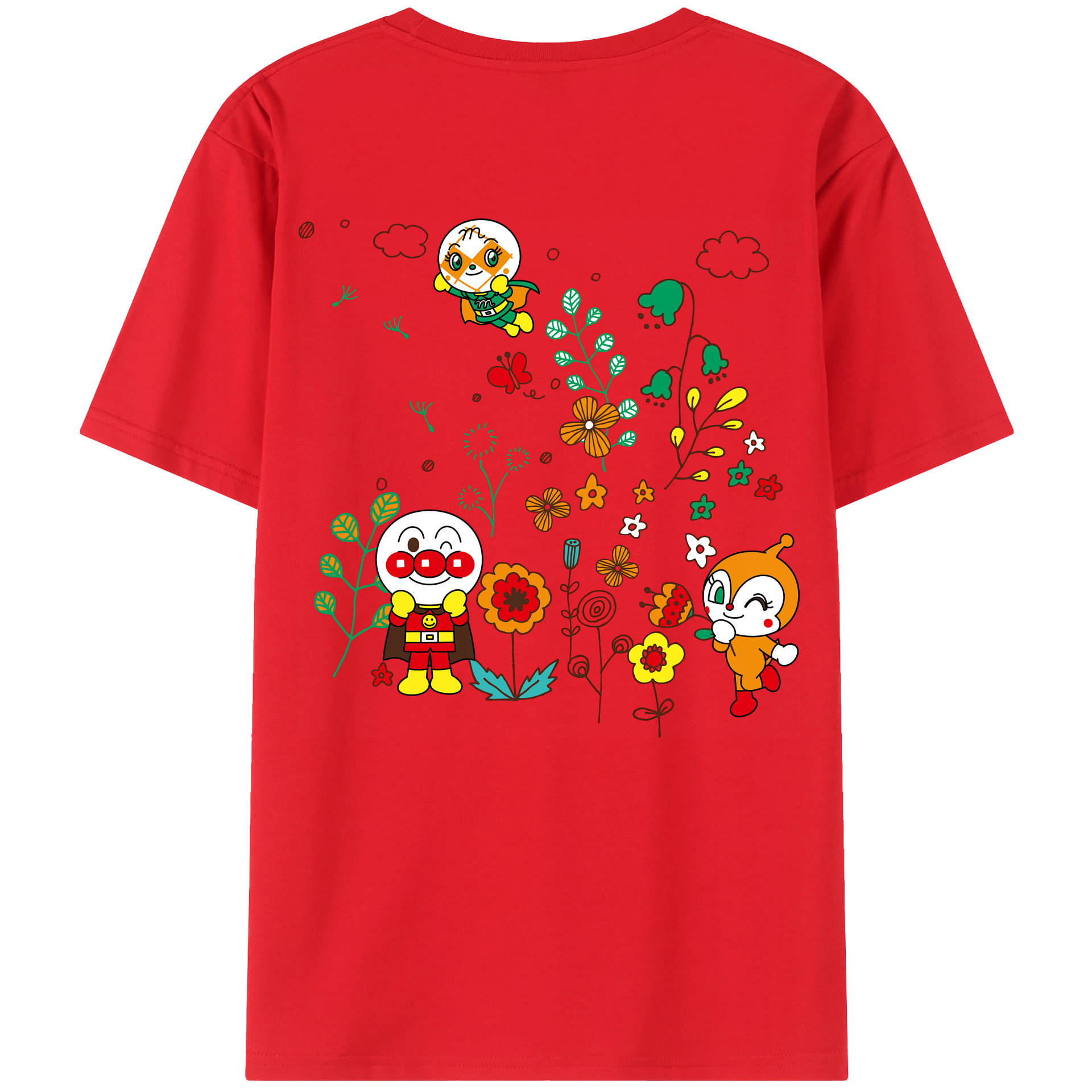 （画像用） アンパンマン Anpanman 綿100％ メンズ半袖Tシャツ（バックプリント） 通気性