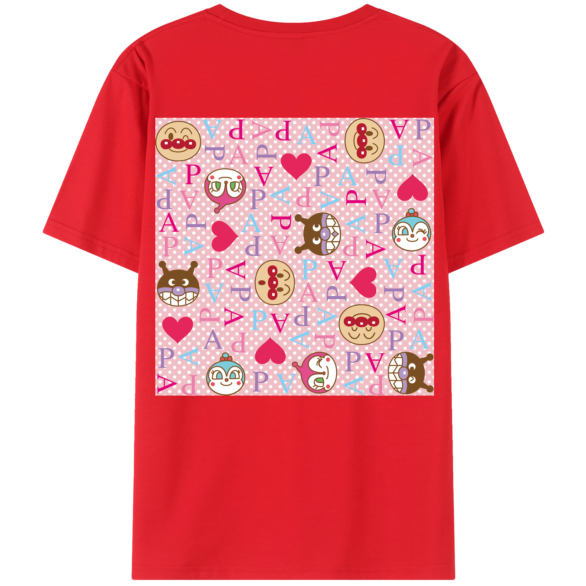 （画像用） アンパンマン Anpanman 綿100％ メンズ半袖Tシャツ（バックプリント） 通気性