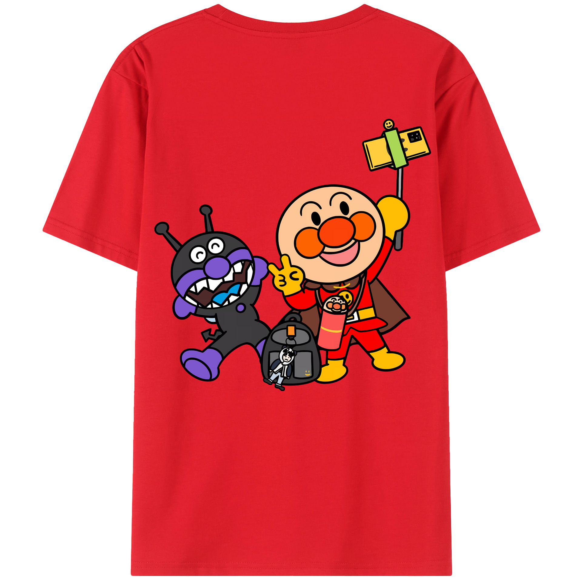 （画像用） アンパンマン Anpanman 綿100％ メンズ半袖Tシャツ（バックプリント） 通気性