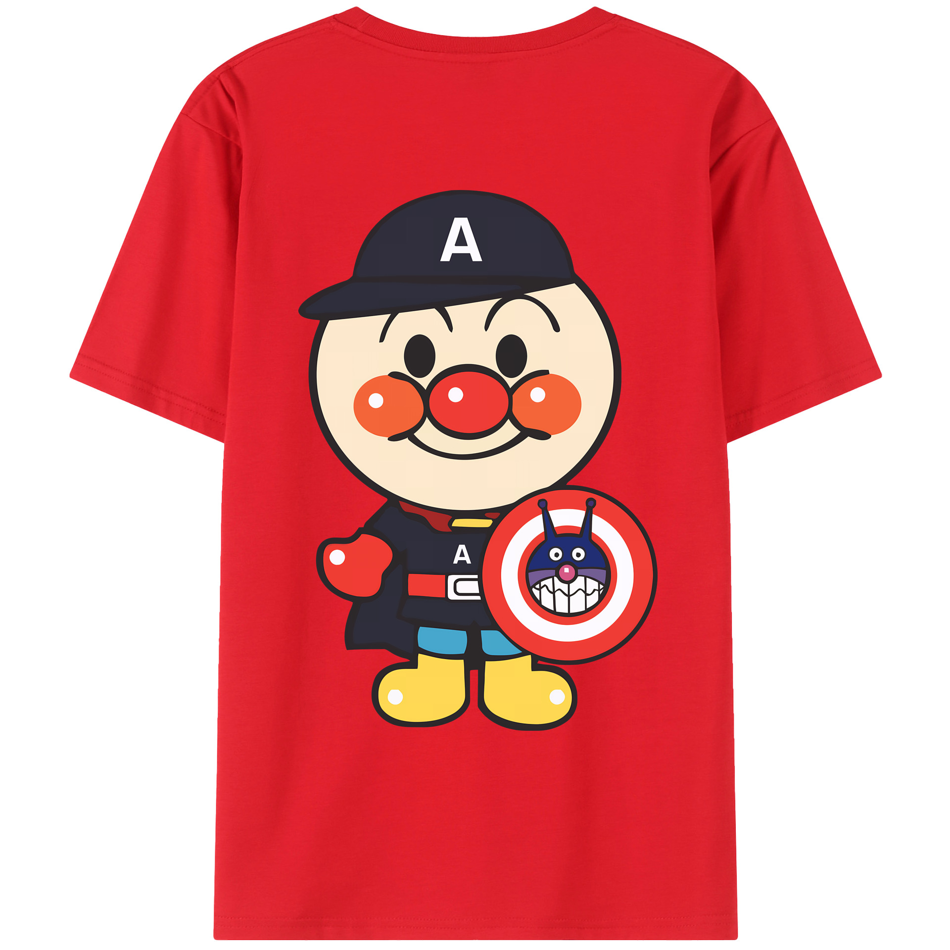 （画像用） アンパンマン Anpanman 綿100％ メンズ半袖Tシャツ（バックプリント） 通気性