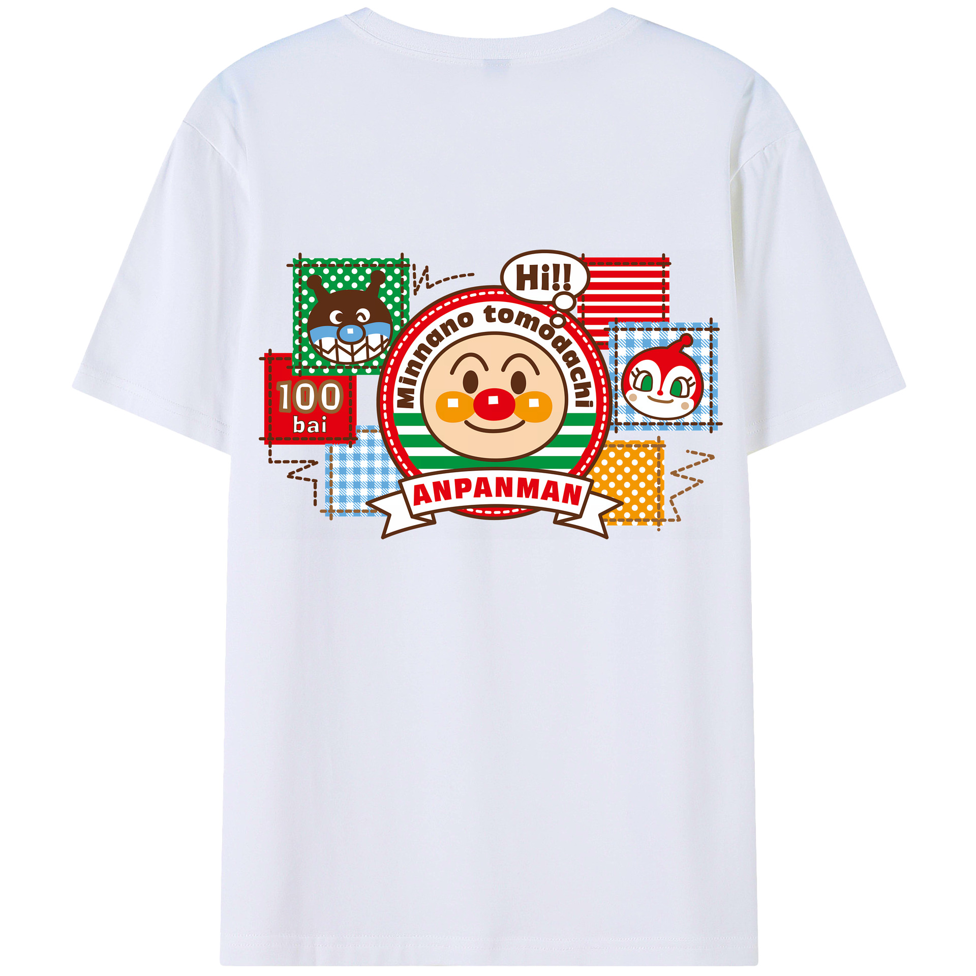 （画像用） アンパンマン Anpanman 綿100％ メンズ半袖Tシャツ（バックプリント） 通気性