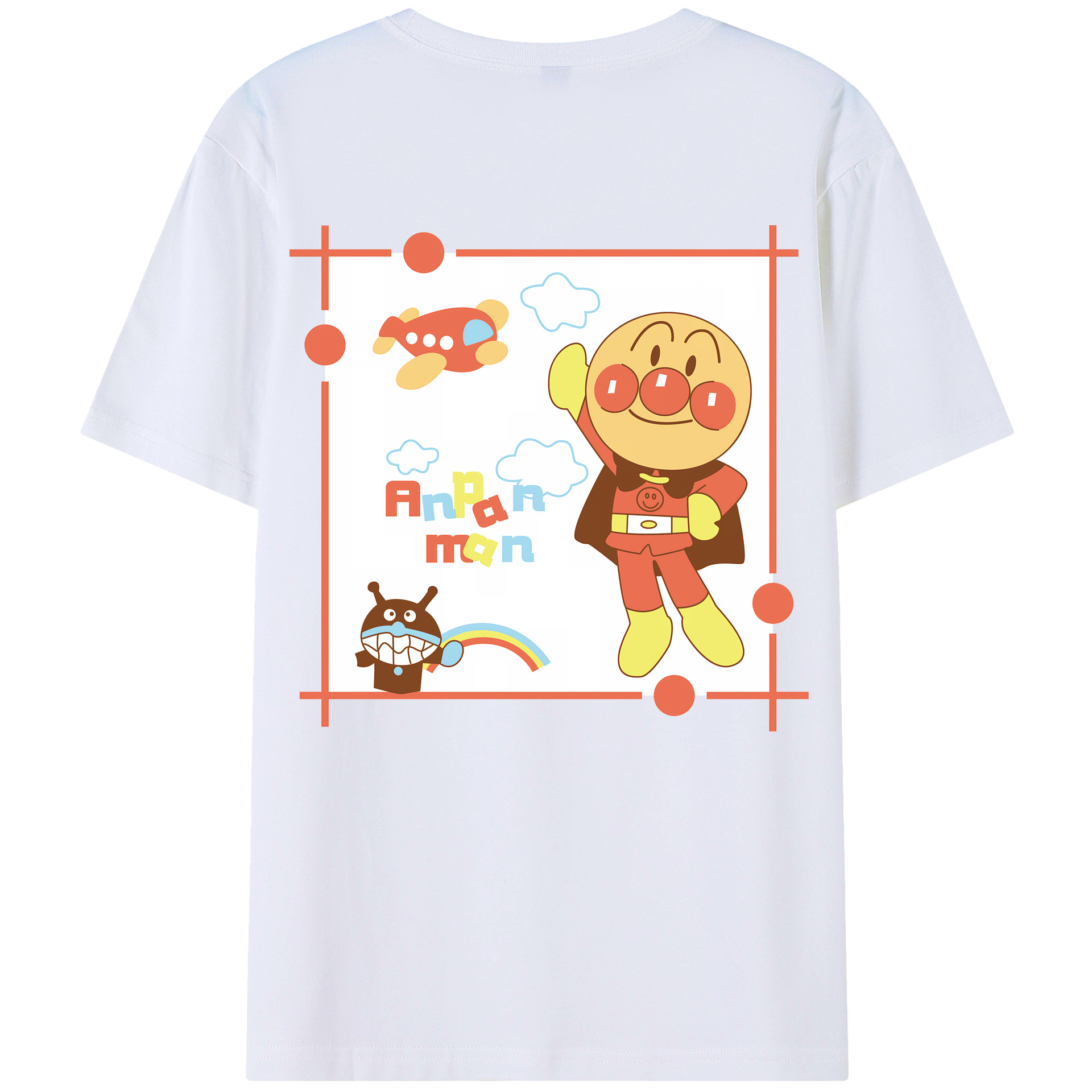（画像用） アンパンマン Anpanman 綿100％ メンズ半袖Tシャツ（バックプリント） 通気性