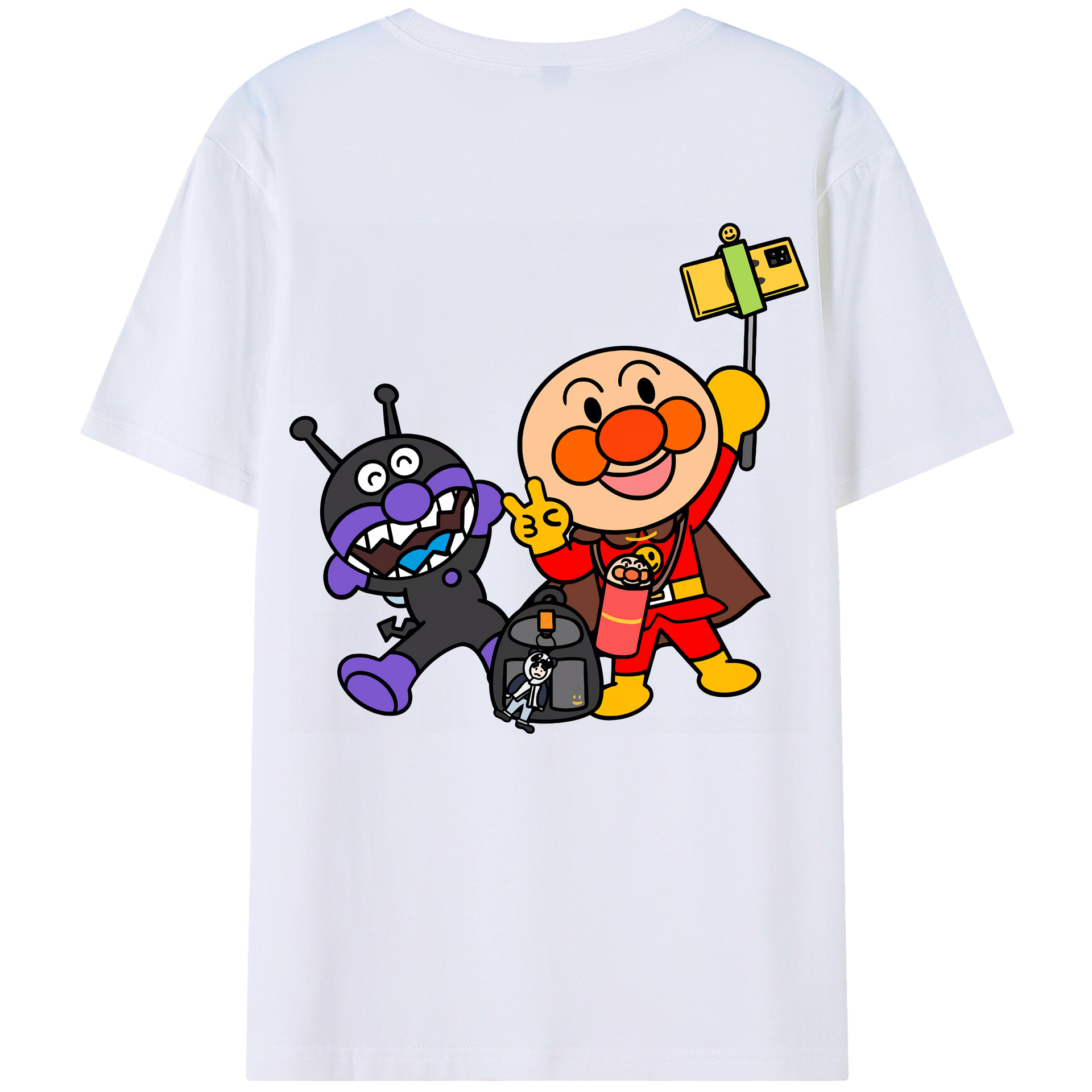 （画像用） アンパンマン Anpanman 綿100％ メンズ半袖Tシャツ（バックプリント） 通気性