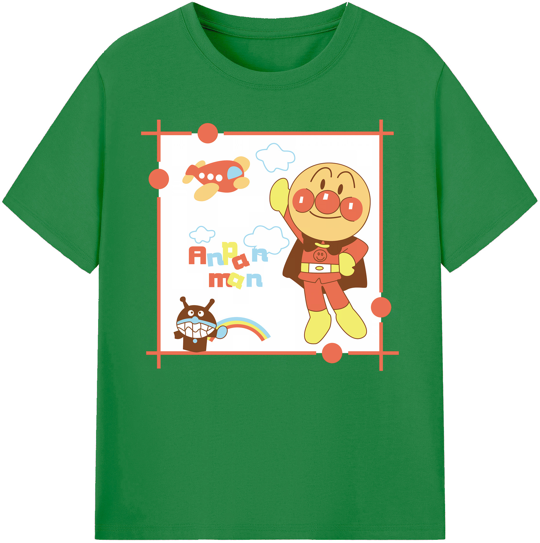 （画像用） アンパンマン Anpanman 綿100％ メンズ半袖Tシャツ｜肌触りやわらか＆通気性