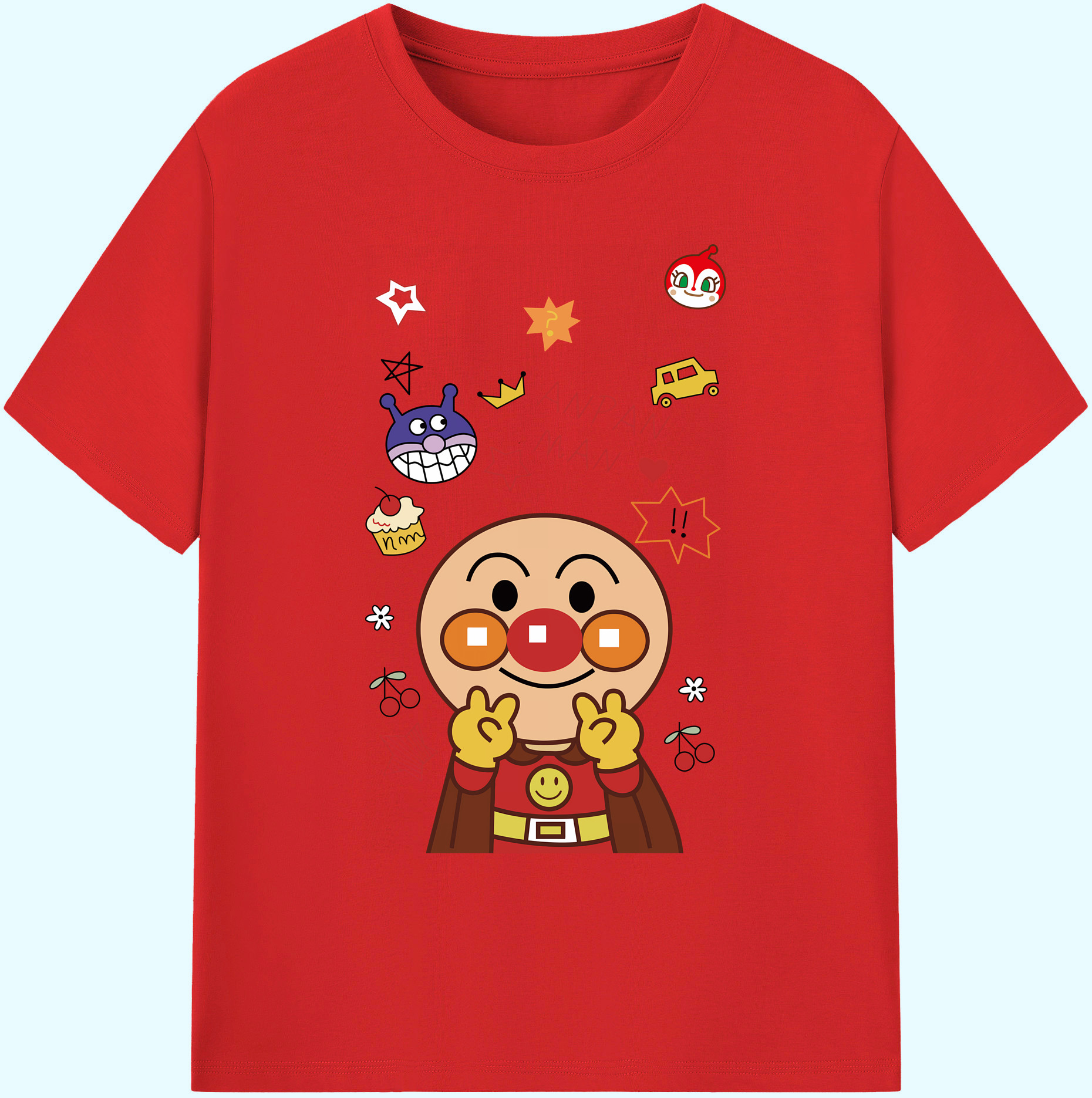 （画像用） アンパンマン Anpanman 綿100％ メンズ半袖Tシャツ｜肌触りやわらか＆通気性