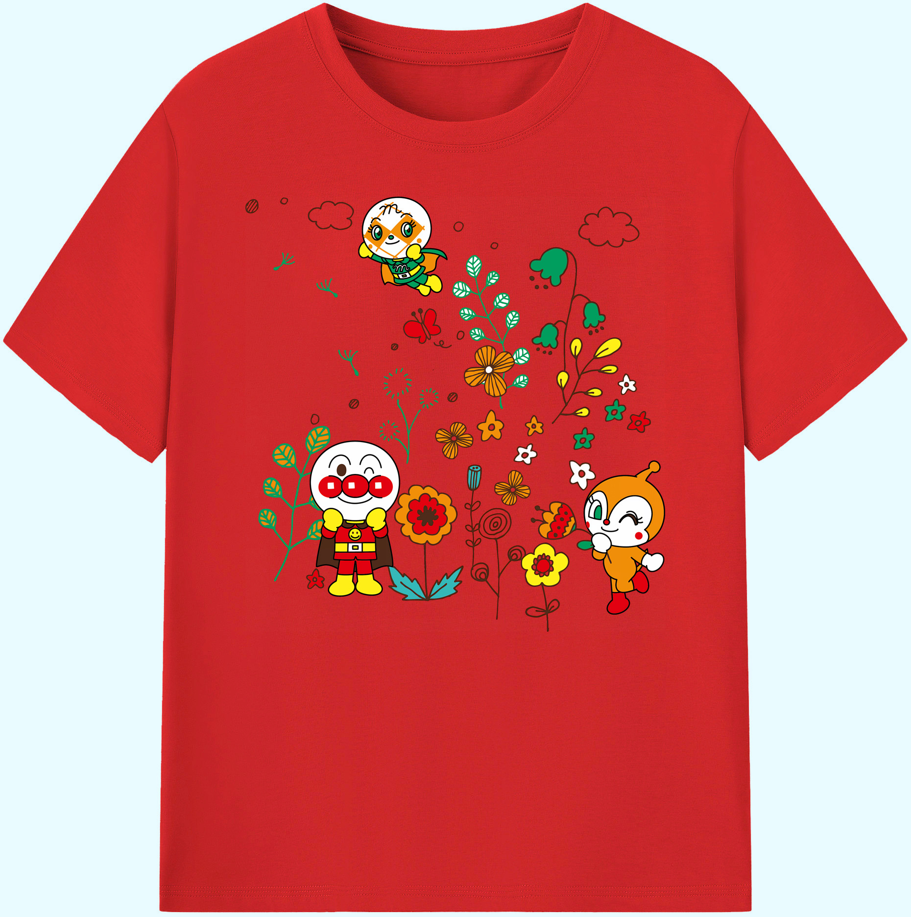 （画像用） アンパンマン Anpanman 綿100％ メンズ半袖Tシャツ｜肌触りやわらか＆通気性
