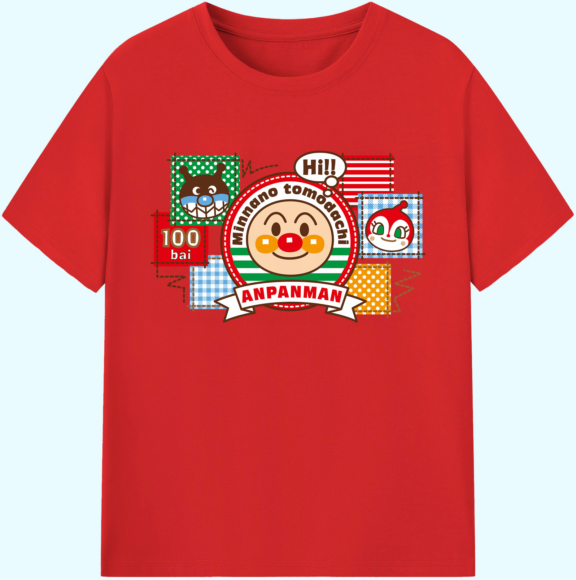 （画像用） アンパンマン Anpanman 綿100％ メンズ半袖Tシャツ｜肌触りやわらか＆通気性