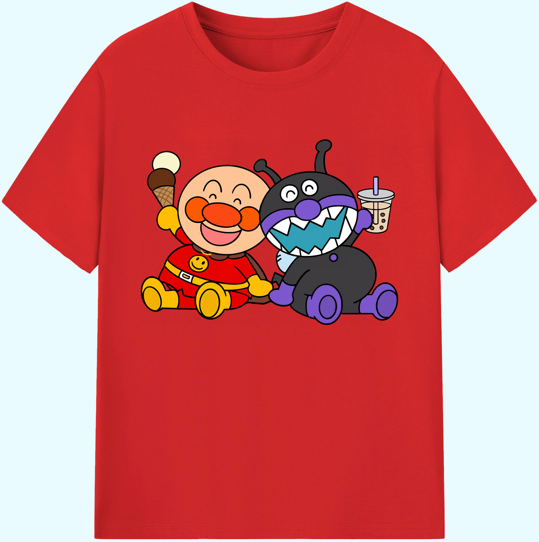 （画像用） アンパンマン Anpanman 綿100％ メンズ半袖Tシャツ｜肌触りやわらか＆通気性
